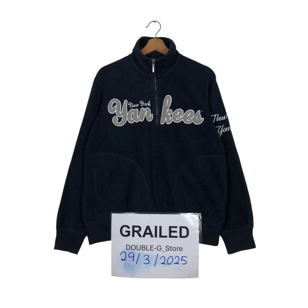 Japanese Brand Vintage Half Zipper Fleece Jacket New York Yankees Big Logo Size US L / EU 52-54 / 3 - 1 Thumbnail