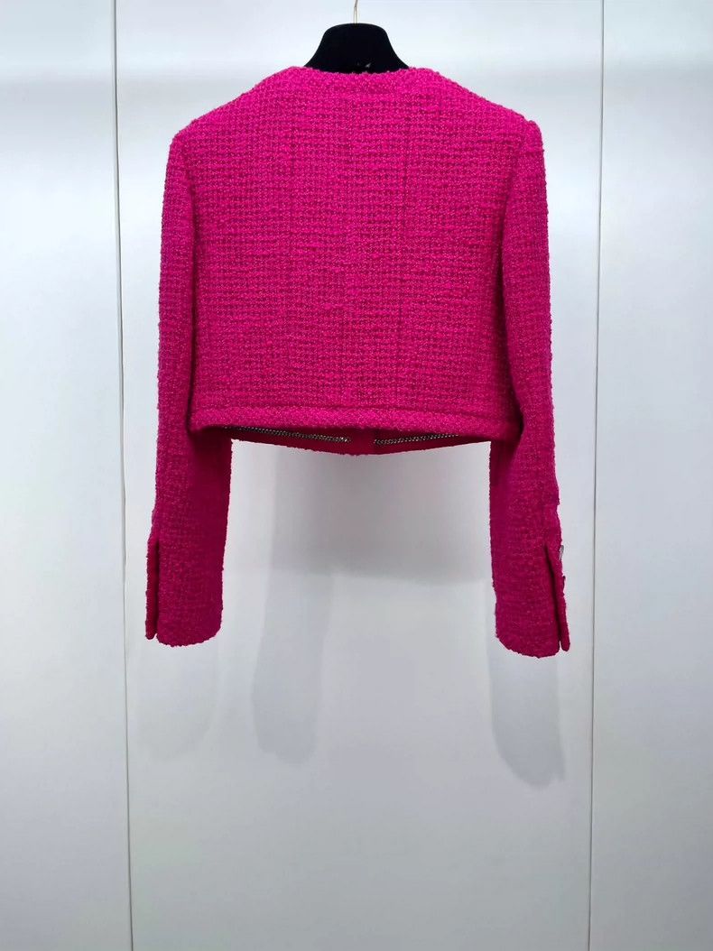 Chanel Chanel Rose-red tweed short coat Size XS / US 0-2 / IT 36-38 - 2 Thumbnail