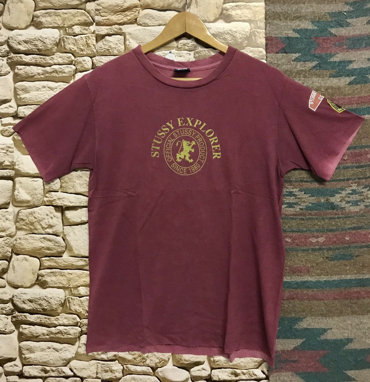 Stussy × Vintage Vintage Stussy Explorer Maroon Sunfaded Tees Size US M / EU 48-50 / 2 - 1 Thumbnail