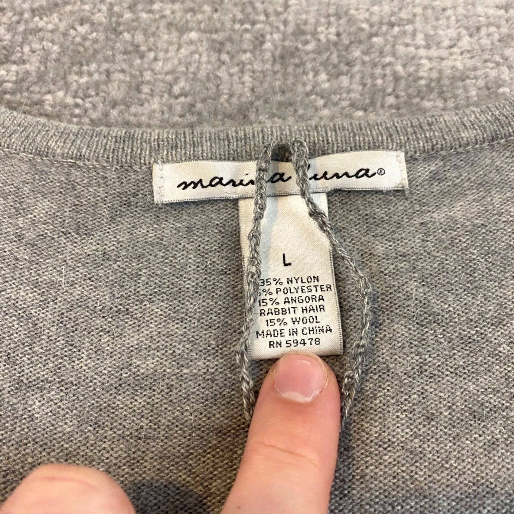 Vintage Marina Luna Sweater Women Large Gray Angora Wool Blend Knit Pullover Crew Neck Long Sleeve Womens Size L / US 10 / IT 46 - 2 Thumbnail