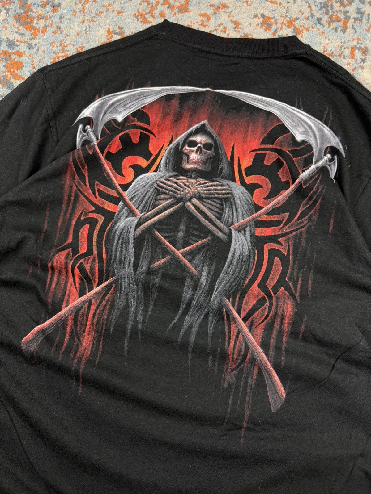 Vintage × West Coast Choppers Vintage 90s Spiral reaper skull skeleton guilty judge tee Size US XL / EU 56 / 4 - 6 Thumbnail