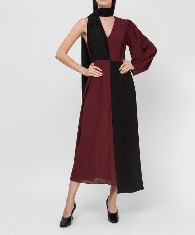 Givenchy o1y0925 Midi Dress in Burgundy/Black Size S / US 4 / IT 40 - 2 Thumbnail