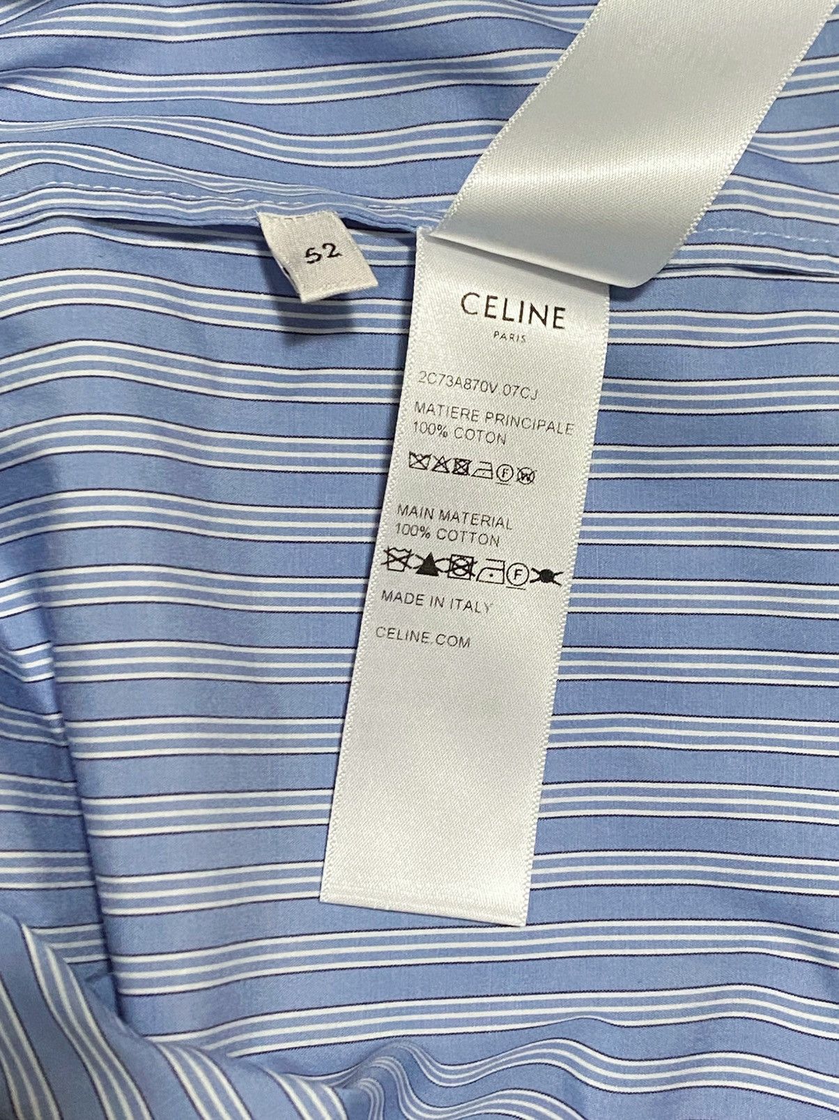 Celine Celine Logo-Embroidered Striped Shirt size 52/us size 42 Size US L / EU 52-54 / 3 - 12 Thumbnail