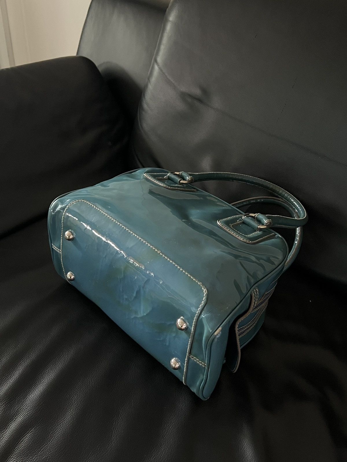 Dolce & Gabbana 2010s Dolce & Gabbana Blue Lily Multi Zips Bag Size ONE SIZE - 6 Thumbnail