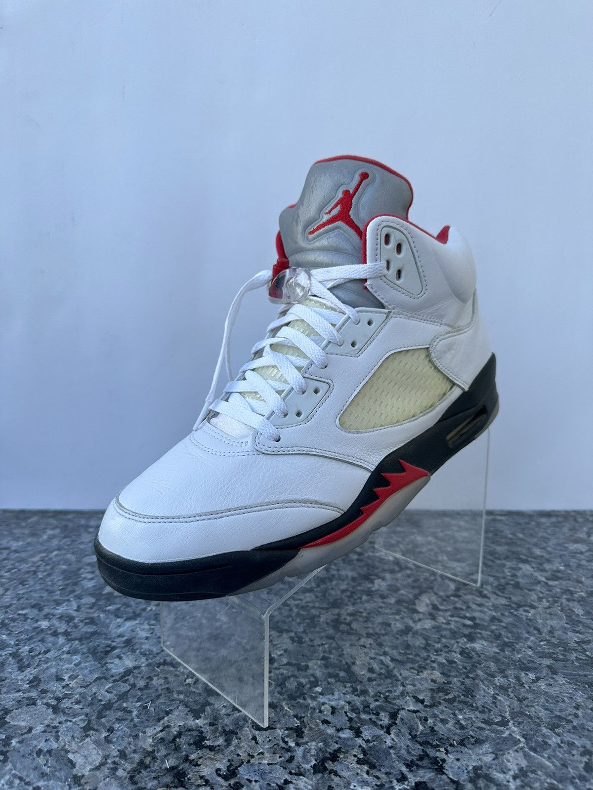 Jordan Brand × Nike Nike Air Jordan 5 Retro Fire Red (2020) White Shoe Men's 12 Size US 12 / EU 45 - 2 Thumbnail