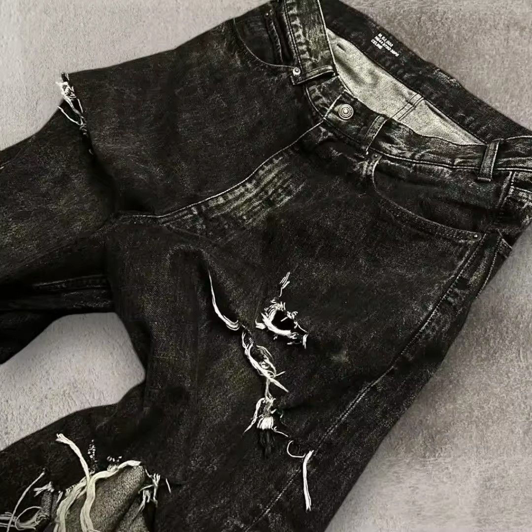 Japanese Brand × Vintage Y2k Hiphop Ripped baggy jeans Size US 33 - 1 Thumbnail