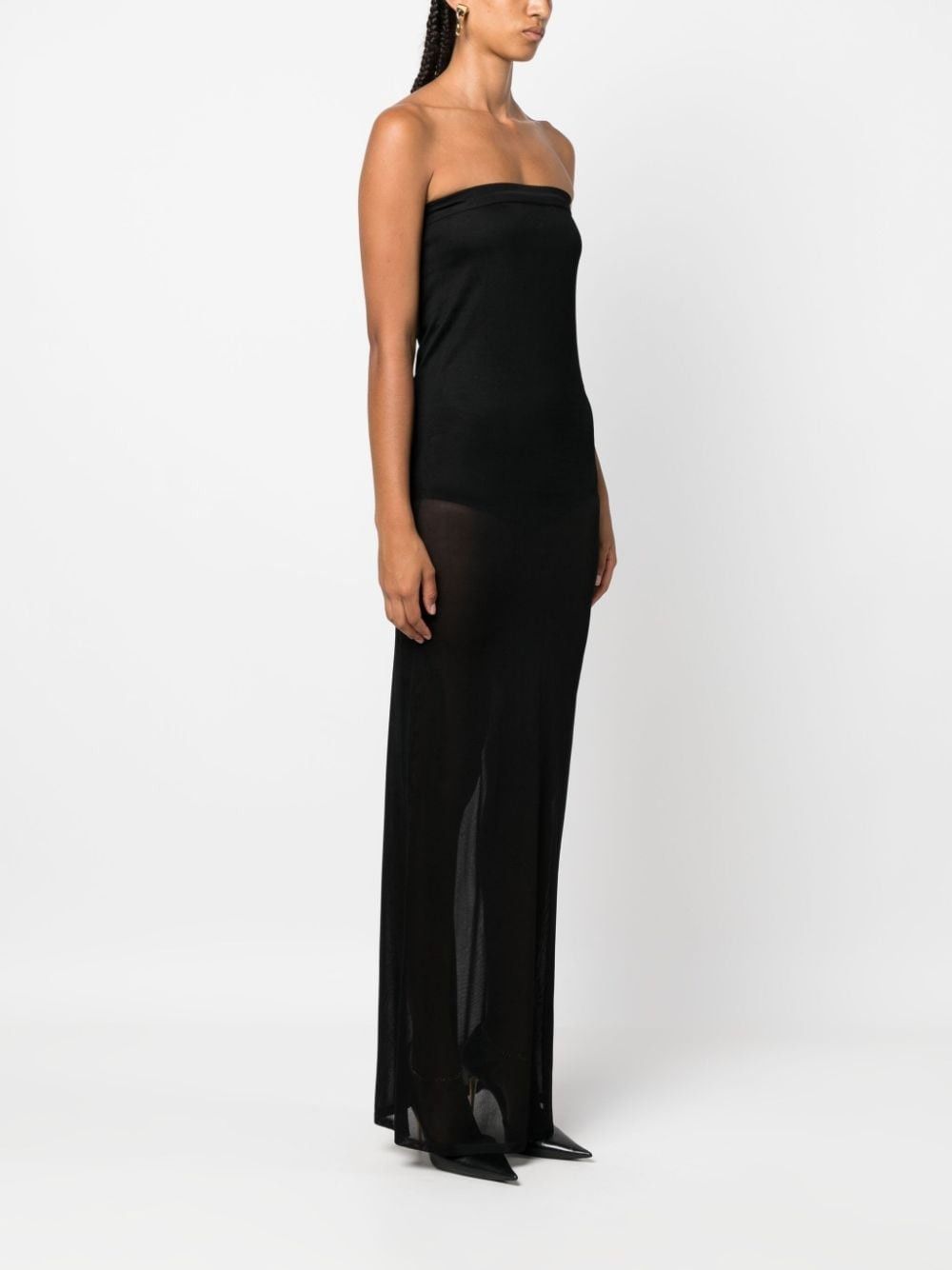Saint Laurent Paris o1s1wg111124 Long Strapless Dress in Knit in Black Size XS / US 0-2 / IT 36-38 - 3 Thumbnail