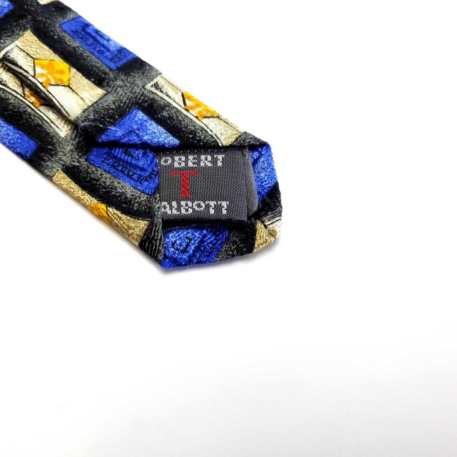 Robert Talbott Robert Talbott Yellow Tan Blue Abstract Print Geometric Wide Size ONE SIZE - 4 Thumbnail