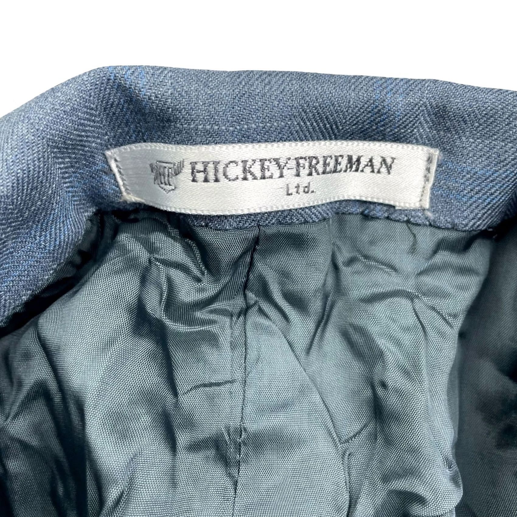 Vintage Hickey Freeman Men’s Blazer 42 Regular Blue Windowpane Plaid 100% Wool Two-Button Closure Four-Button Cuff Notch Lapel Jacket Coat/Vest Men Size 42R - 5 Thumbnail