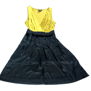 DKNY DKNY Women's Gold DKNY Gold Midi VNeck Side Zip Pleated Size M / US 6-8 / IT 42-44 - 3 Thumbnail
