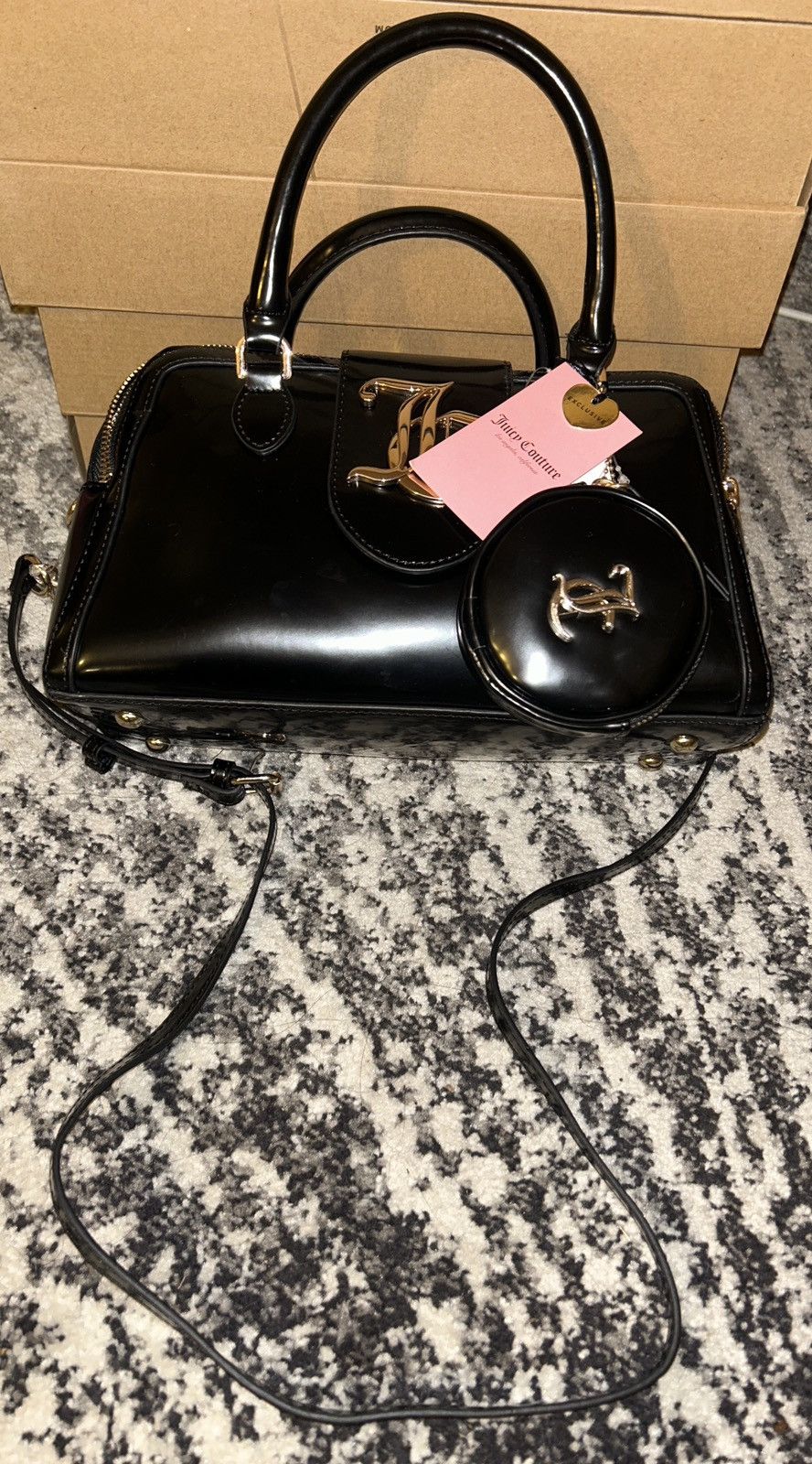 Juicy Couture Juicy Couture Overstated Juicy Satchel Liquorice Size ONE SIZE - 6 Thumbnail