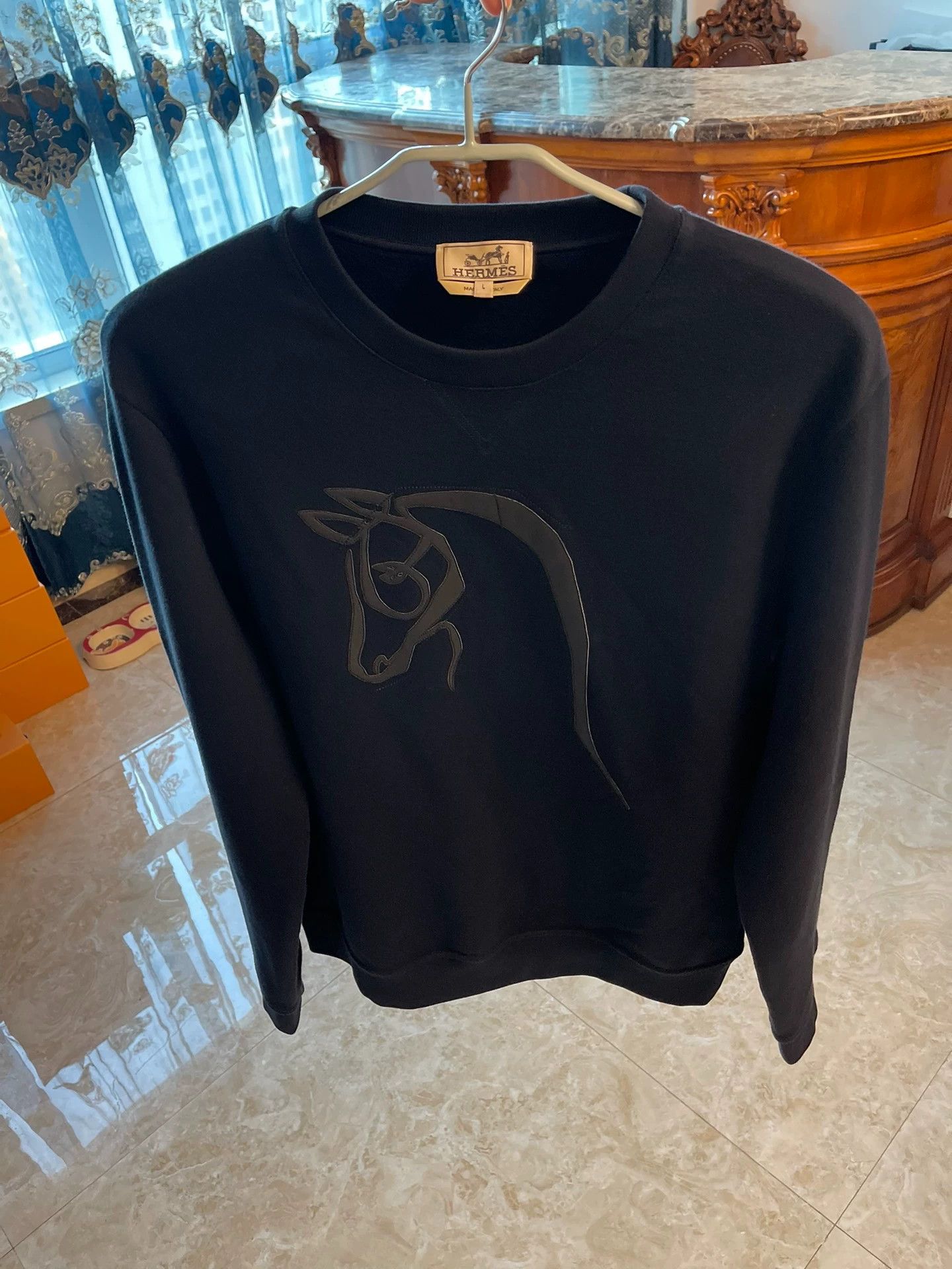 Hermes Hermes Classic Men's Sweatshirt L Horse Logo Leather Panel Size US L / EU 52-54 / 3 - 1 Thumbnail