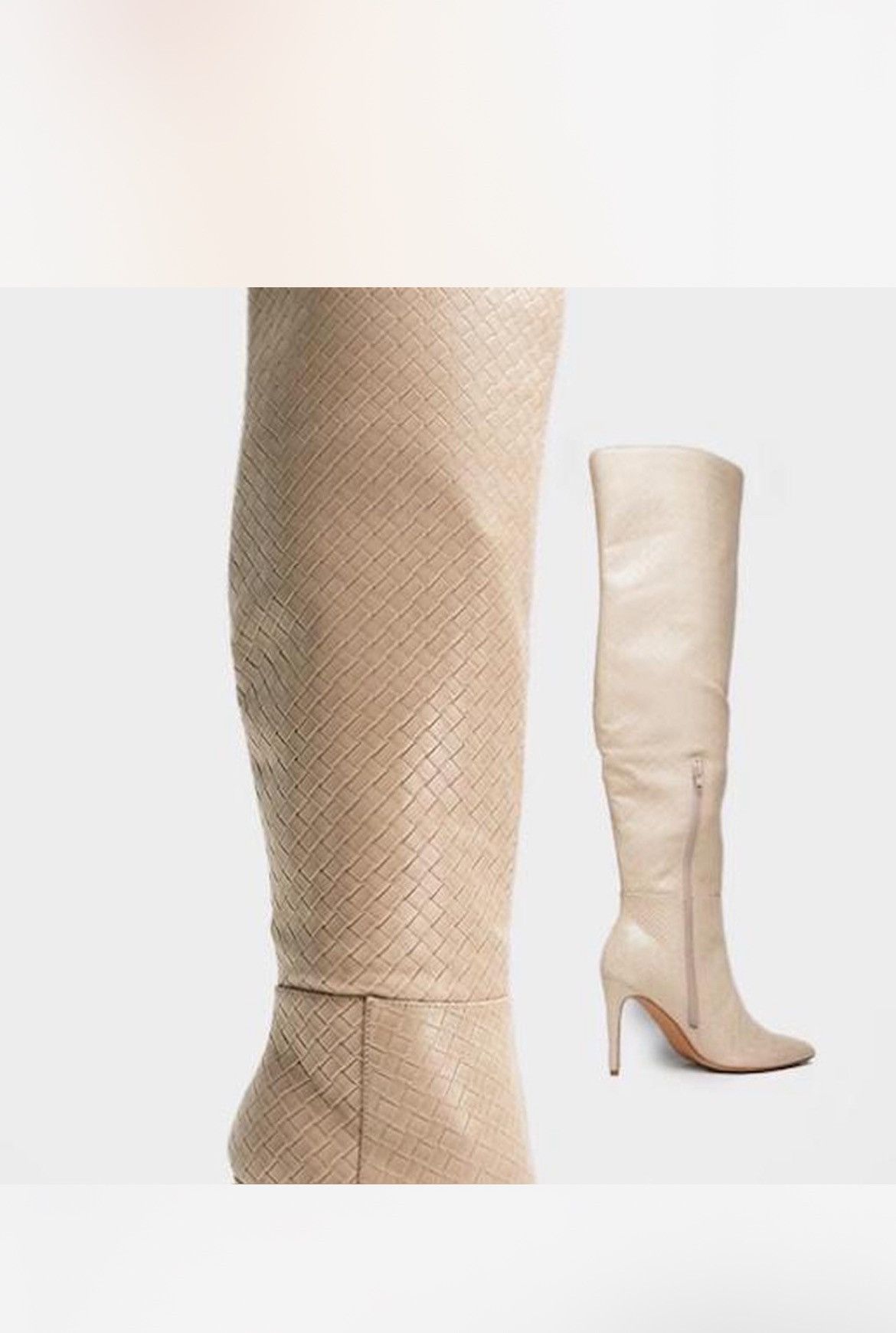 PrettyLittleThing Knee high cream boots brand new Size US 8.5 / IT 38.5 - 2 Thumbnail