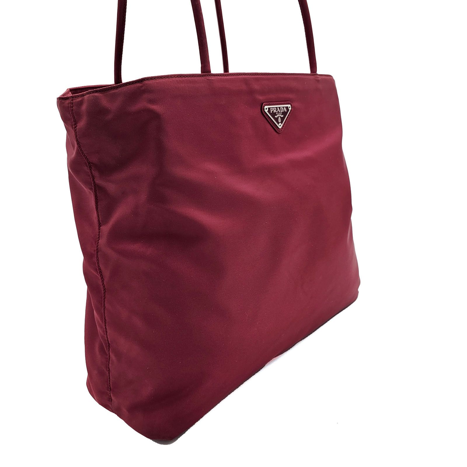 Prada Prada Tessuto Deep Red Burgundy Nylon Shopping Tote Size ONE SIZE - 3 Thumbnail