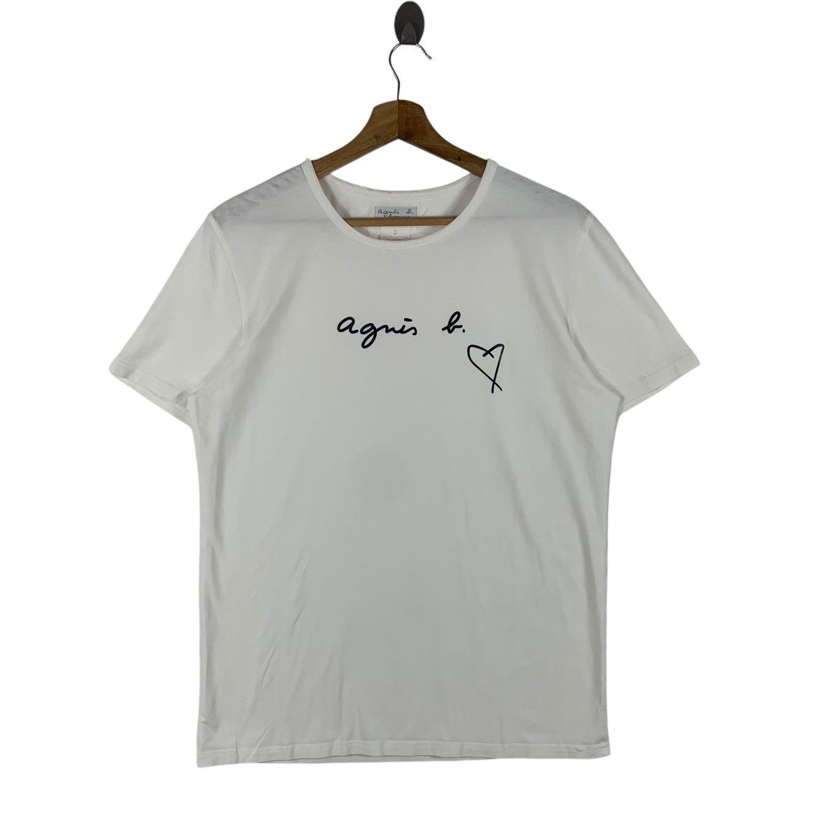 Designer × agnes b. AGNES B love sign printed white womens tee Size S / US 4 / IT 40 - 1 Thumbnail