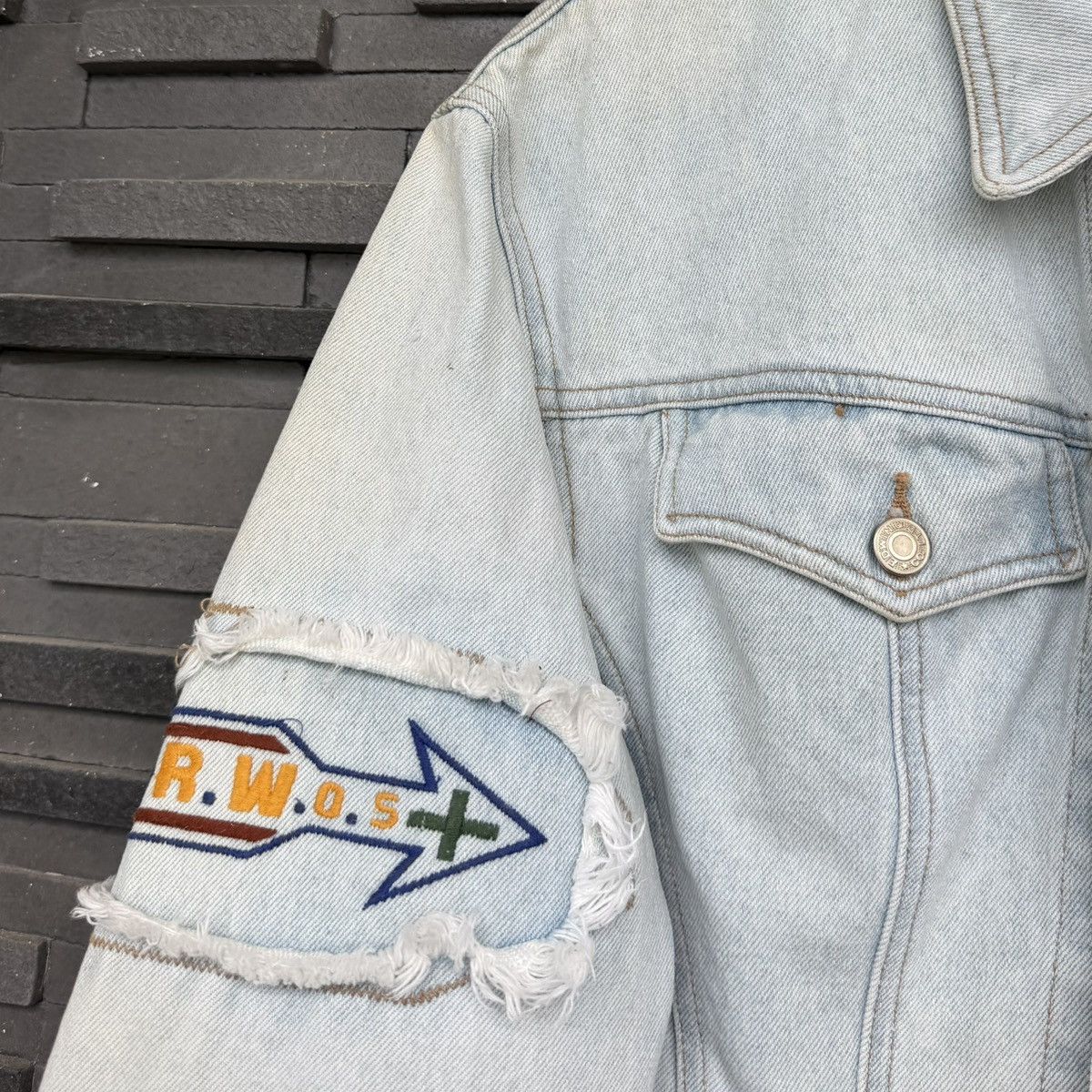 Edwin VTG Something Edwin Denim Jacket Cropped Embroidery Patch Size M / US 6-8 / IT 42-44 - 10 Thumbnail