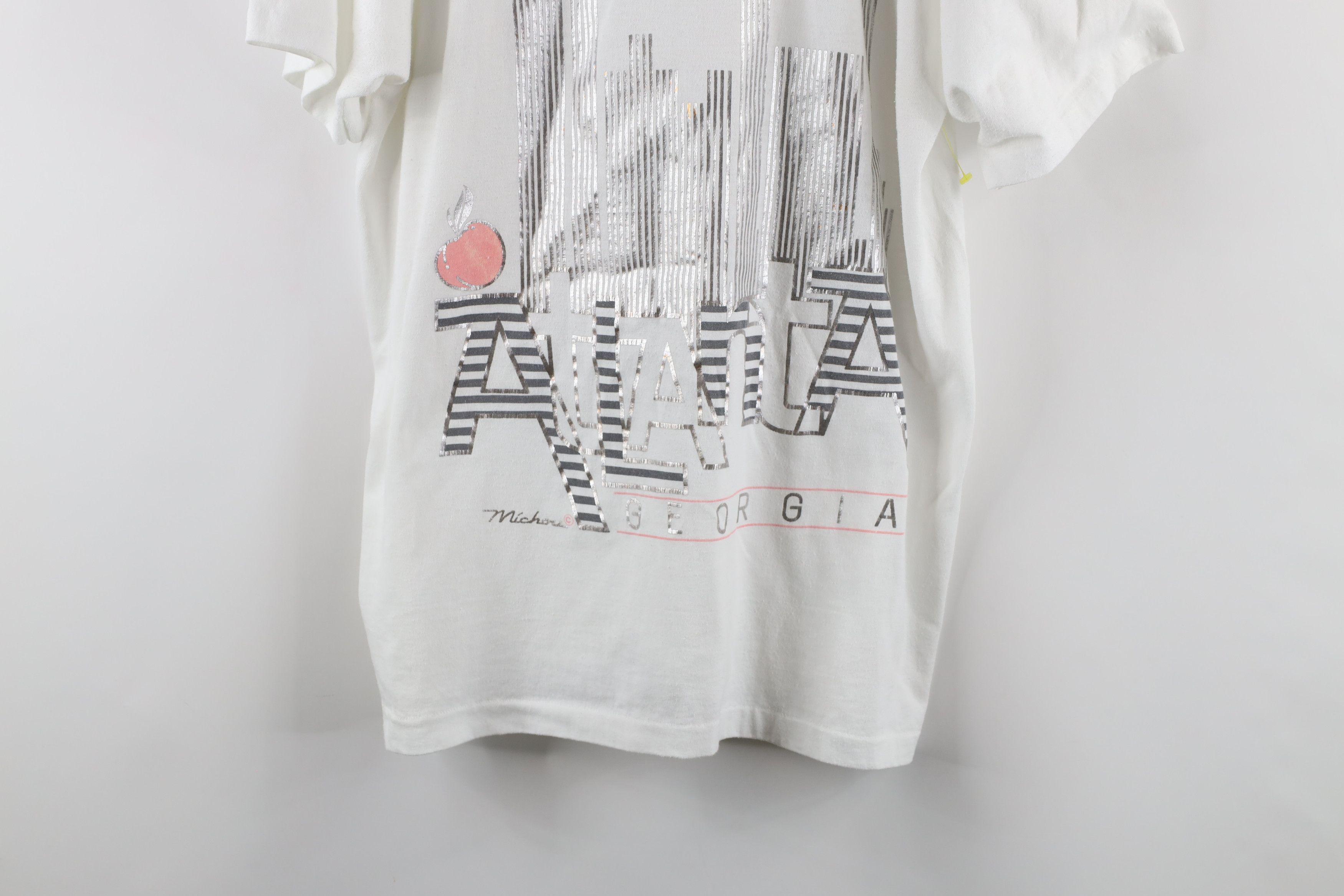 Vintage Vintage 90s Streetwear Atlanta Georgia Peach T-Shirt White Size US M / EU 48-50 / 2 - 3 Thumbnail