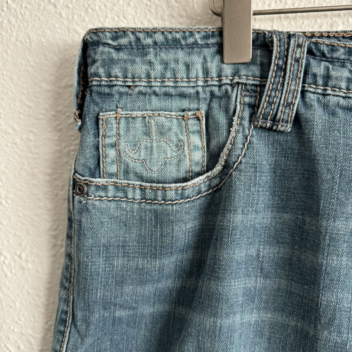 Other ANCHOR BLUE Vintage Y2K Faded Denim Pleated Dart Mini Skirt Size 34" / US 12 / IT 48 - 6 Thumbnail