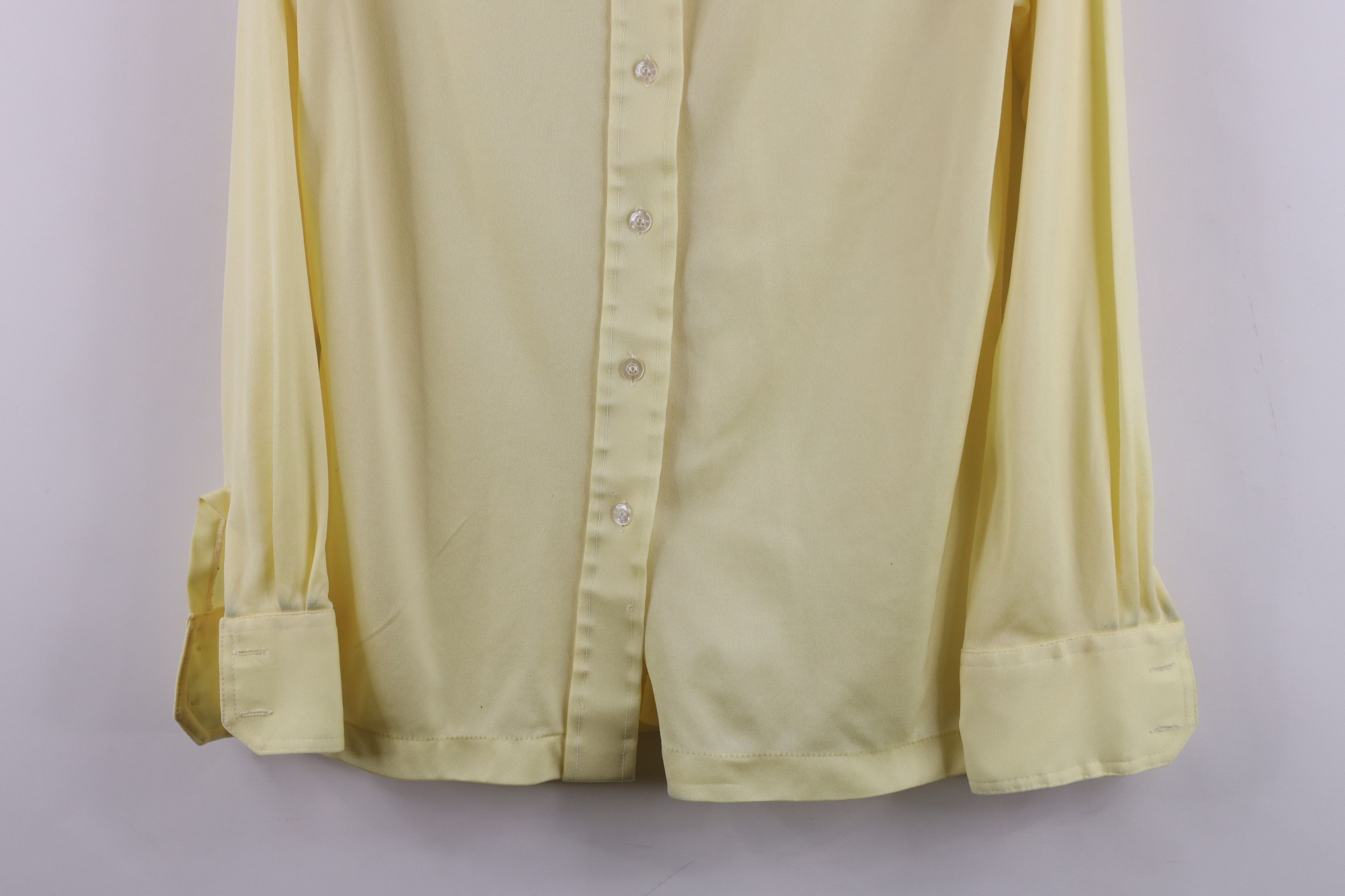 Vintage Vintage 70s Streetwear Knit Collared Button Shirt Yellow Size XXL / US 16-18 / IT 52-54 - 3 Thumbnail