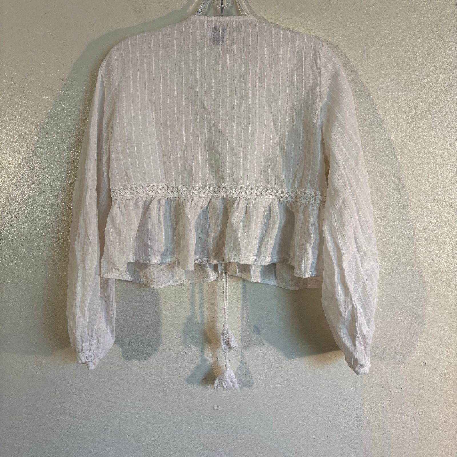 Other White Polly Blouse With Lace Detail 100% Cotton Crop Size S / US 4 / IT 40 - 4 Thumbnail
