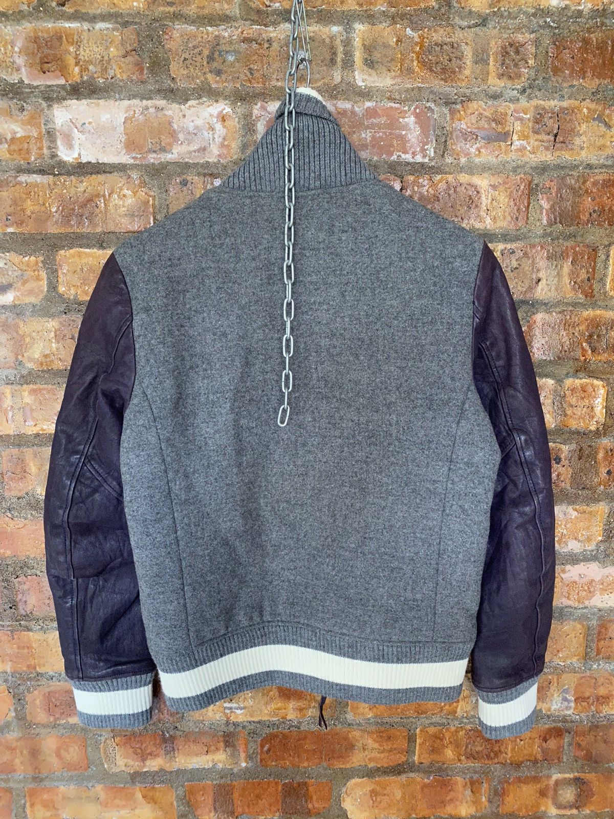Johnbull Leather purple sleeve zipper varsity jacket Size US M / EU 48-50 / 2 - 10 Thumbnail