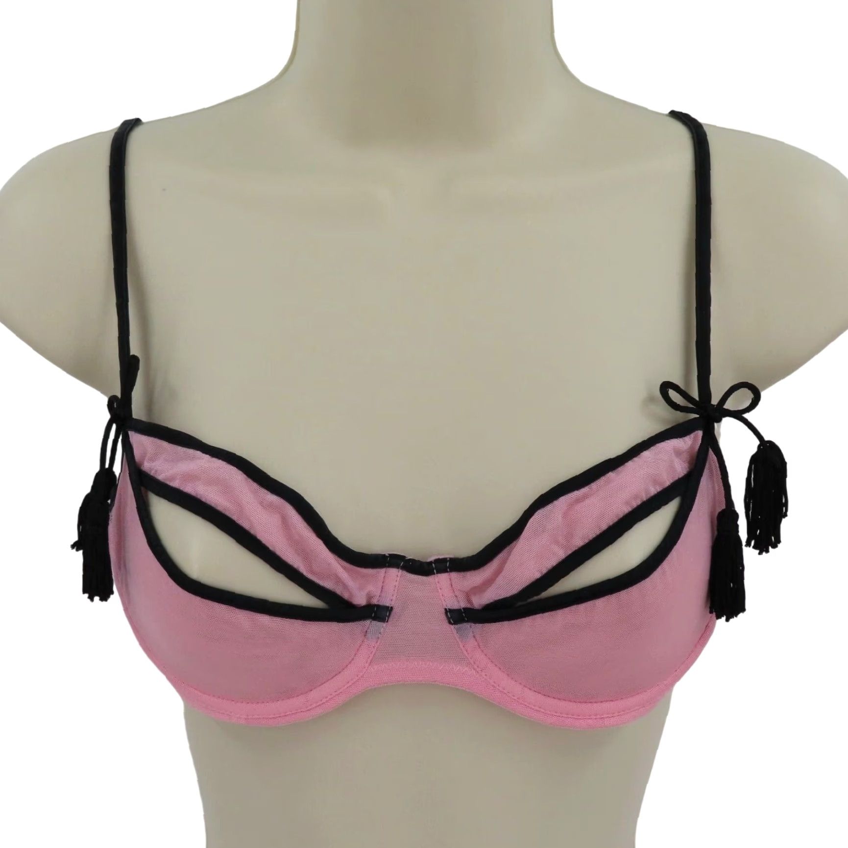 Victoria's Secret Victoria's Secret Bra Balconette Underwire S Pink Small One Size Tassels Sexy Vintage 2005 Collection Womens Size ONE SIZE - 2 Thumbnail