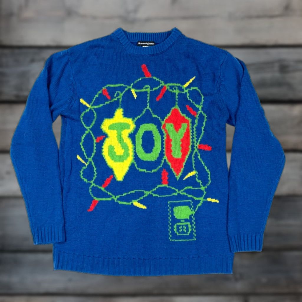 Vintage BLITZEN & COMPANY 90s Christmas Ugly Sweater Adult Medium Blue Geometric Pullover Mens Size US M / EU 48-50 / 2 - 1 Thumbnail