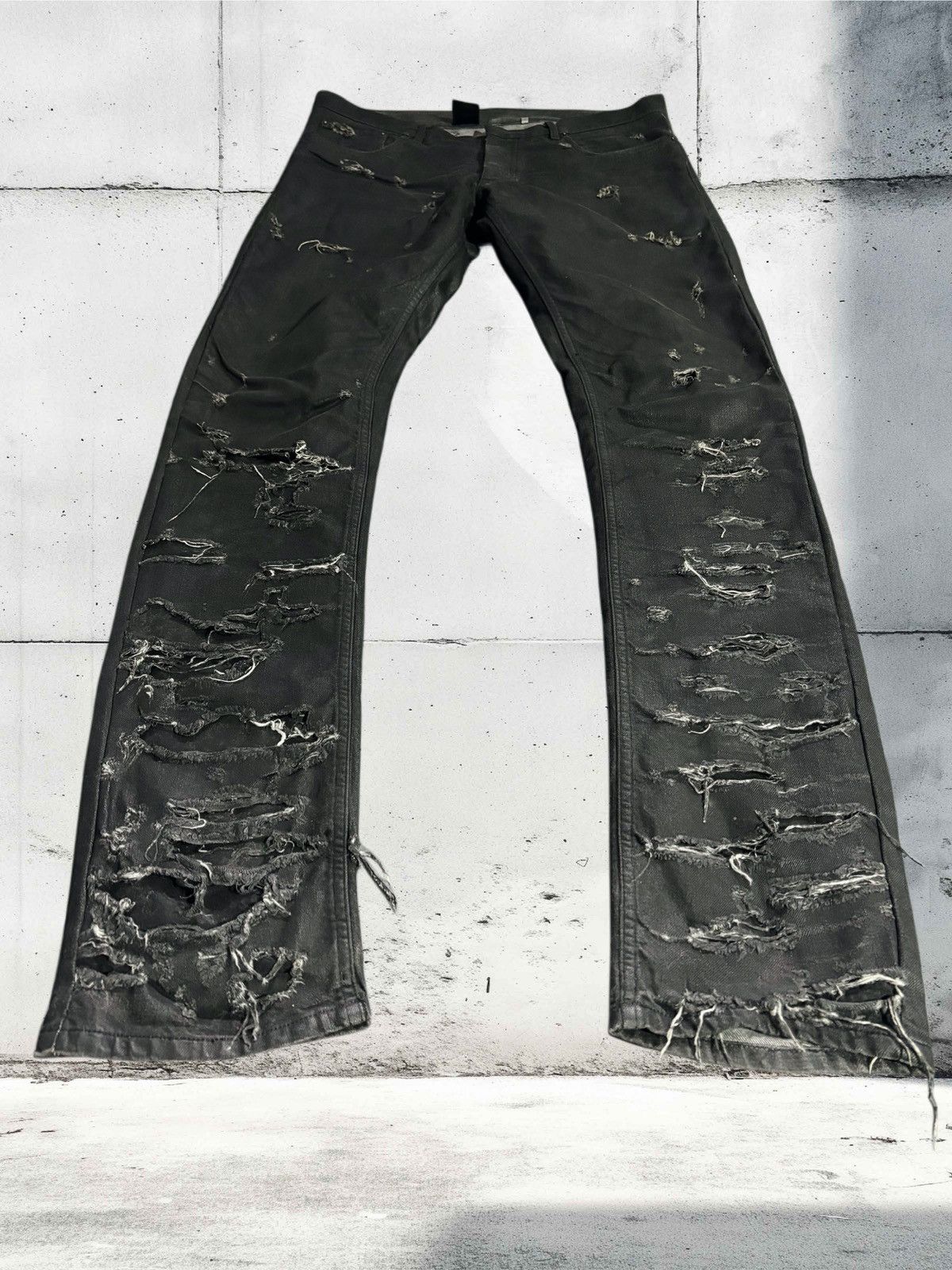 Dior Dior Homme SS04 destroyed waxed strip denim Size US 34 / EU 50 - 3 Thumbnail