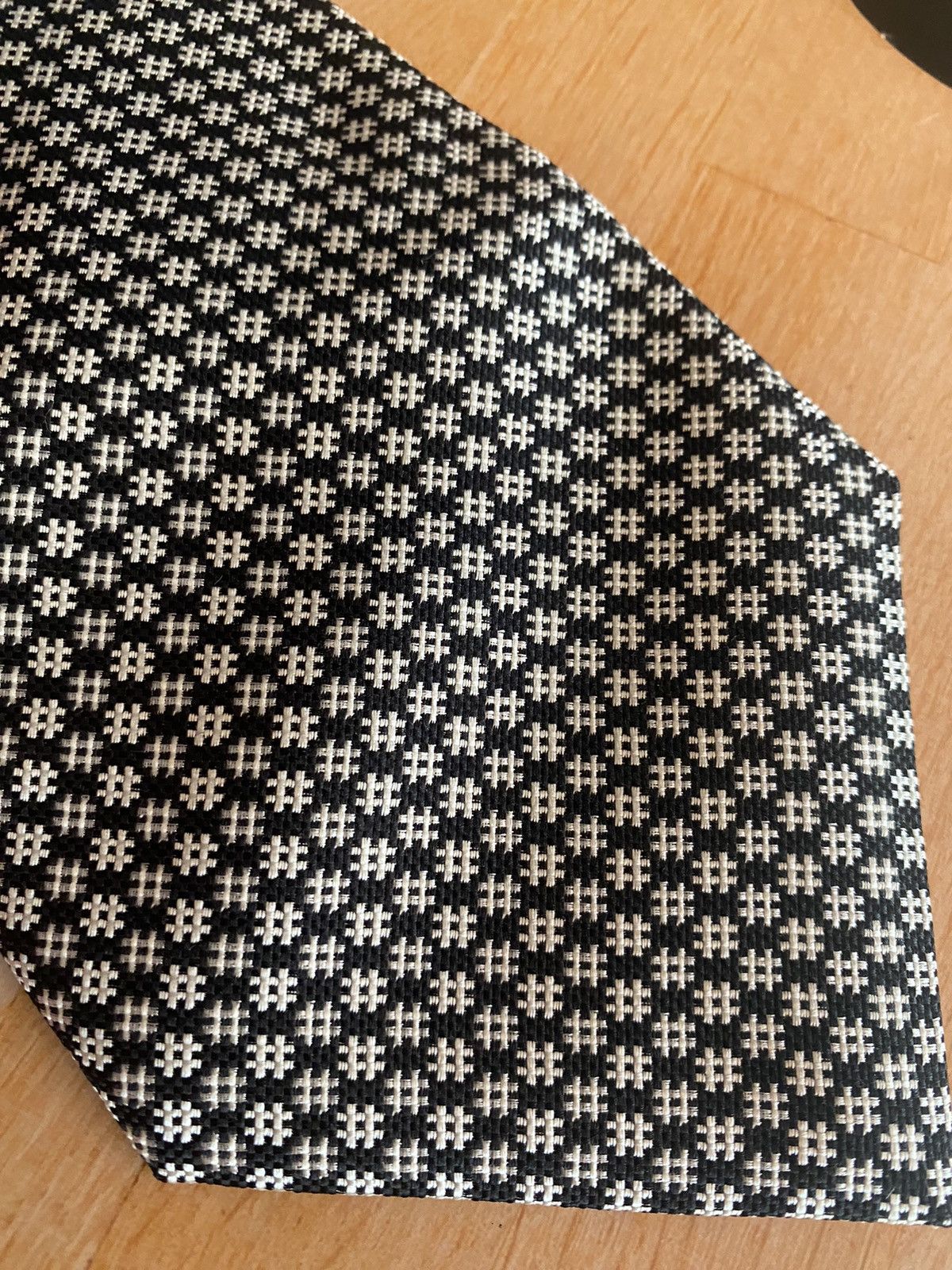 Tom Ford Tom Ford 🇮🇹 Black / Silver Hashtags Knit Silk Necktie NWOT Size ONE SIZE - 4 Thumbnail