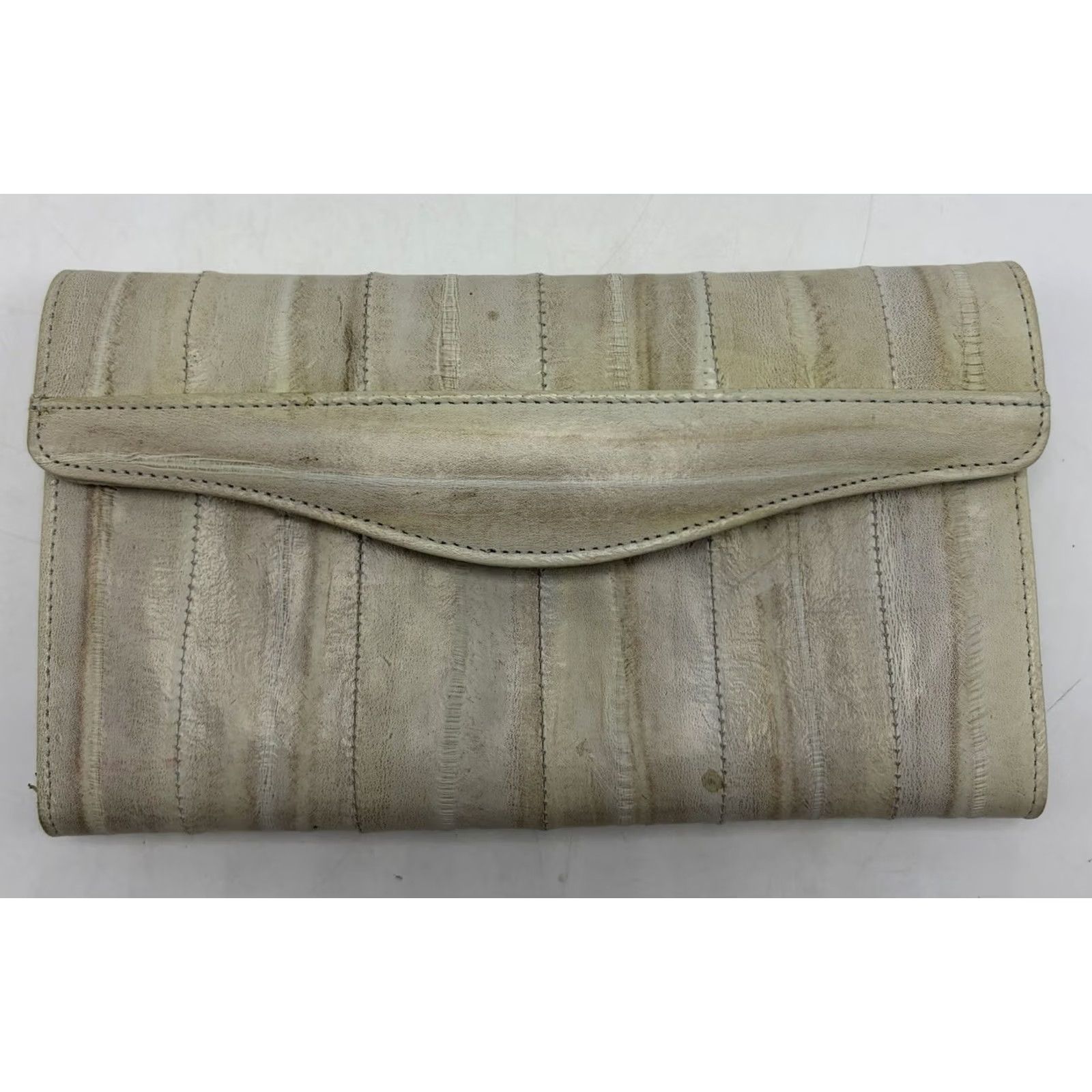 Skin VINTAGE Lee Sands Wallet Woman Ivory Eel Skin Tri Fold Credit Card Leather Folding Size ONE SIZE - 2 Thumbnail