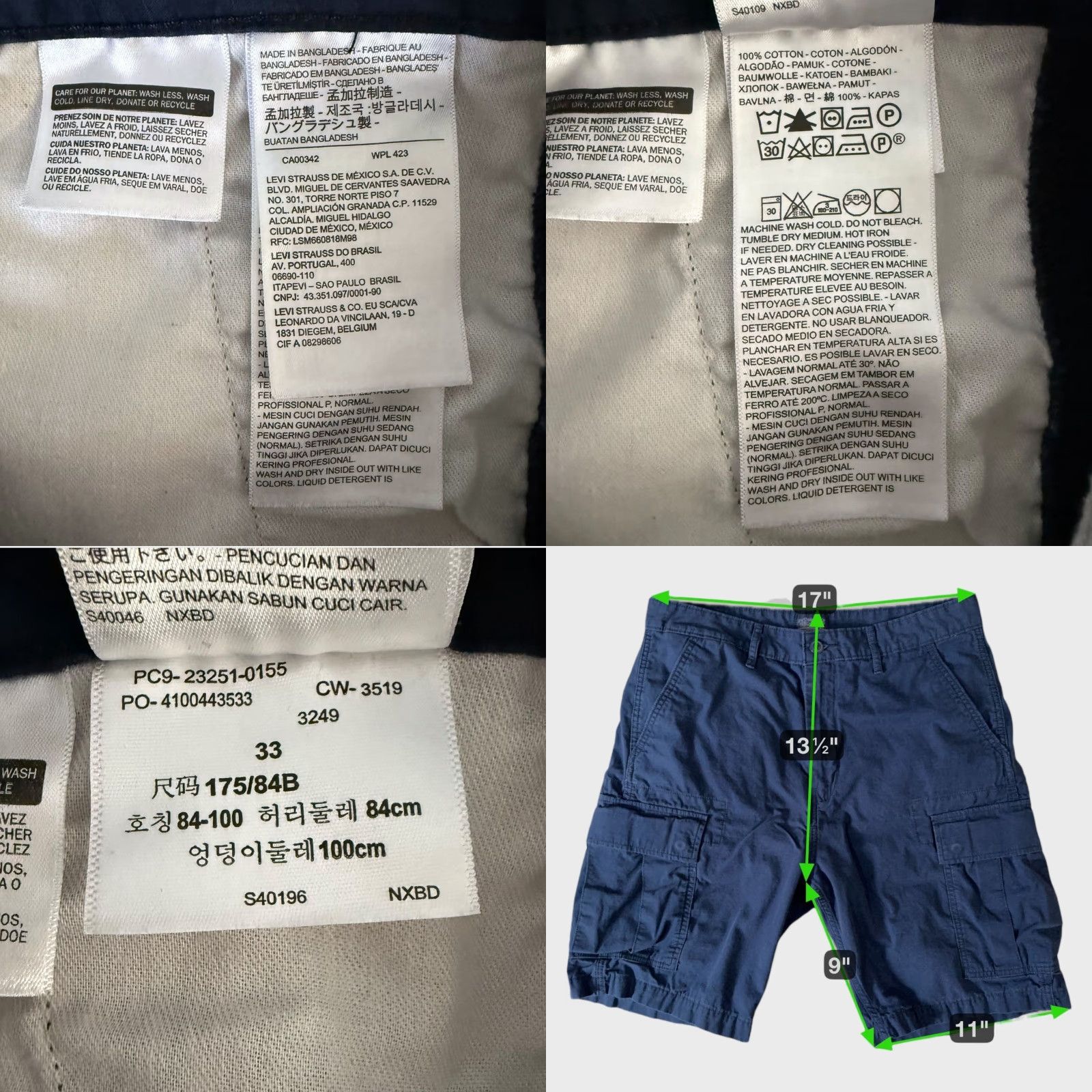 Levi's VINTAGE Levi's Carrier Utility 9.5'' Cargo Shorts Navy Blue Mens Size 33 100% Cotton Size US 33 - 8 Thumbnail