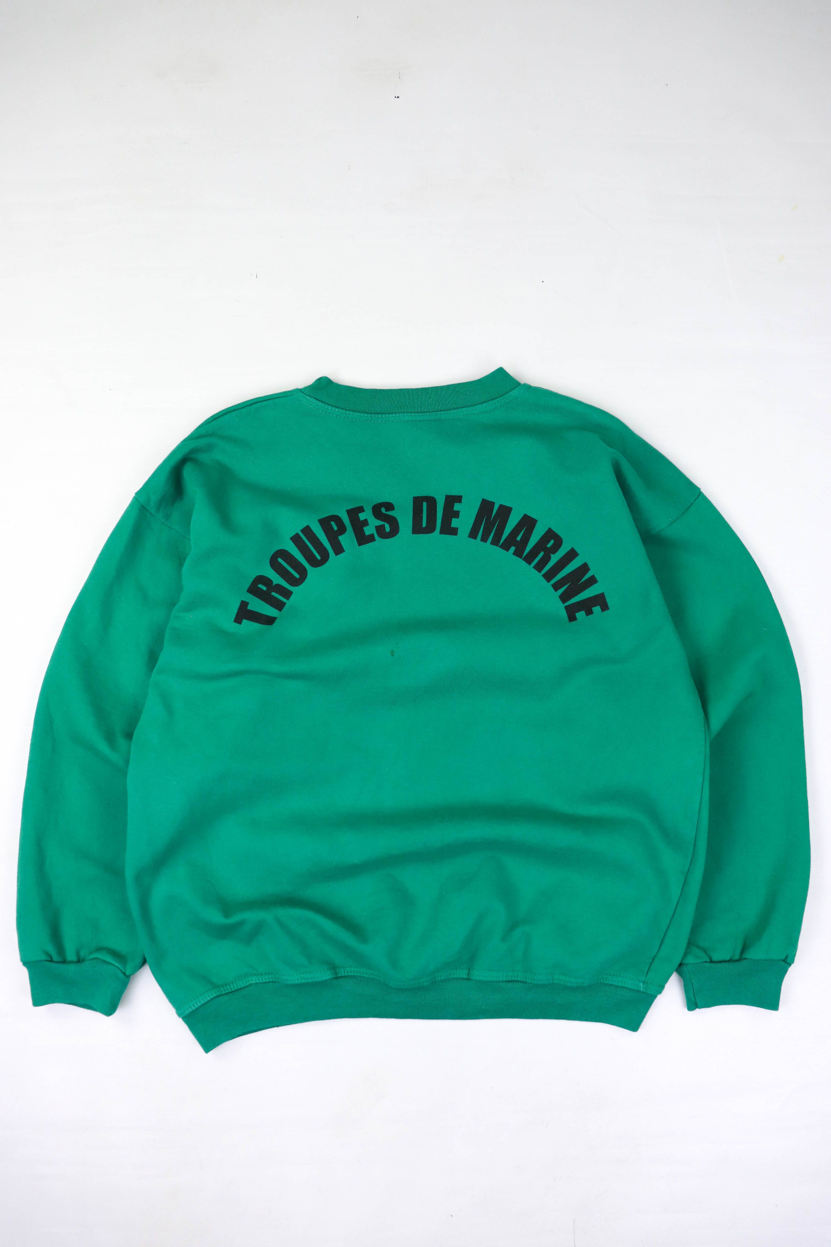 Vintage Vintage Troupes De Marine French Army Crewneck Sweatshirt Size US L / EU 52-54 / 3 - 1 Thumbnail