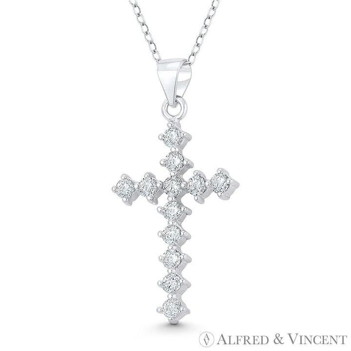 Other 12-Stone Cross CZ Crystal Pendant in .925 Sterling Silver Size ONE SIZE - 1 Preview