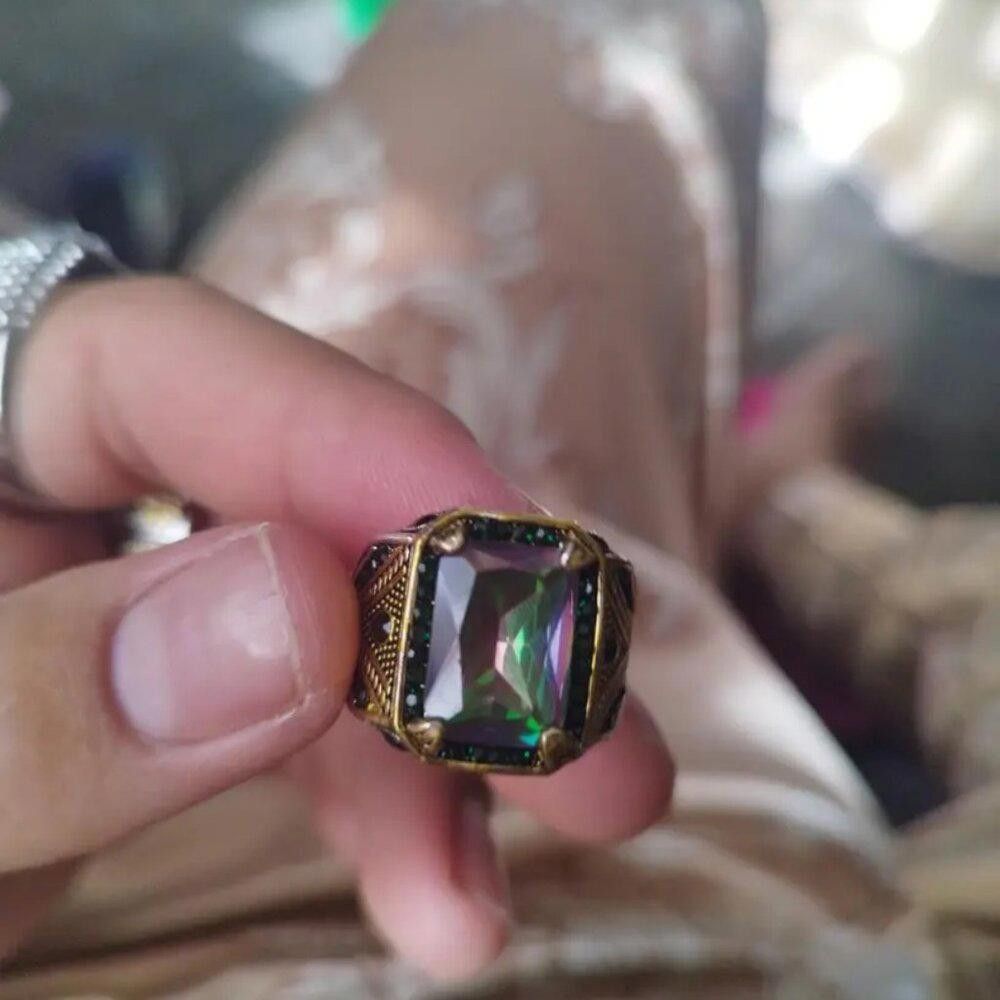 Designer Men's Handmade Mystic Topaz Open 925 Sterling Silver Ring Size ONE SIZE - 10 Thumbnail
