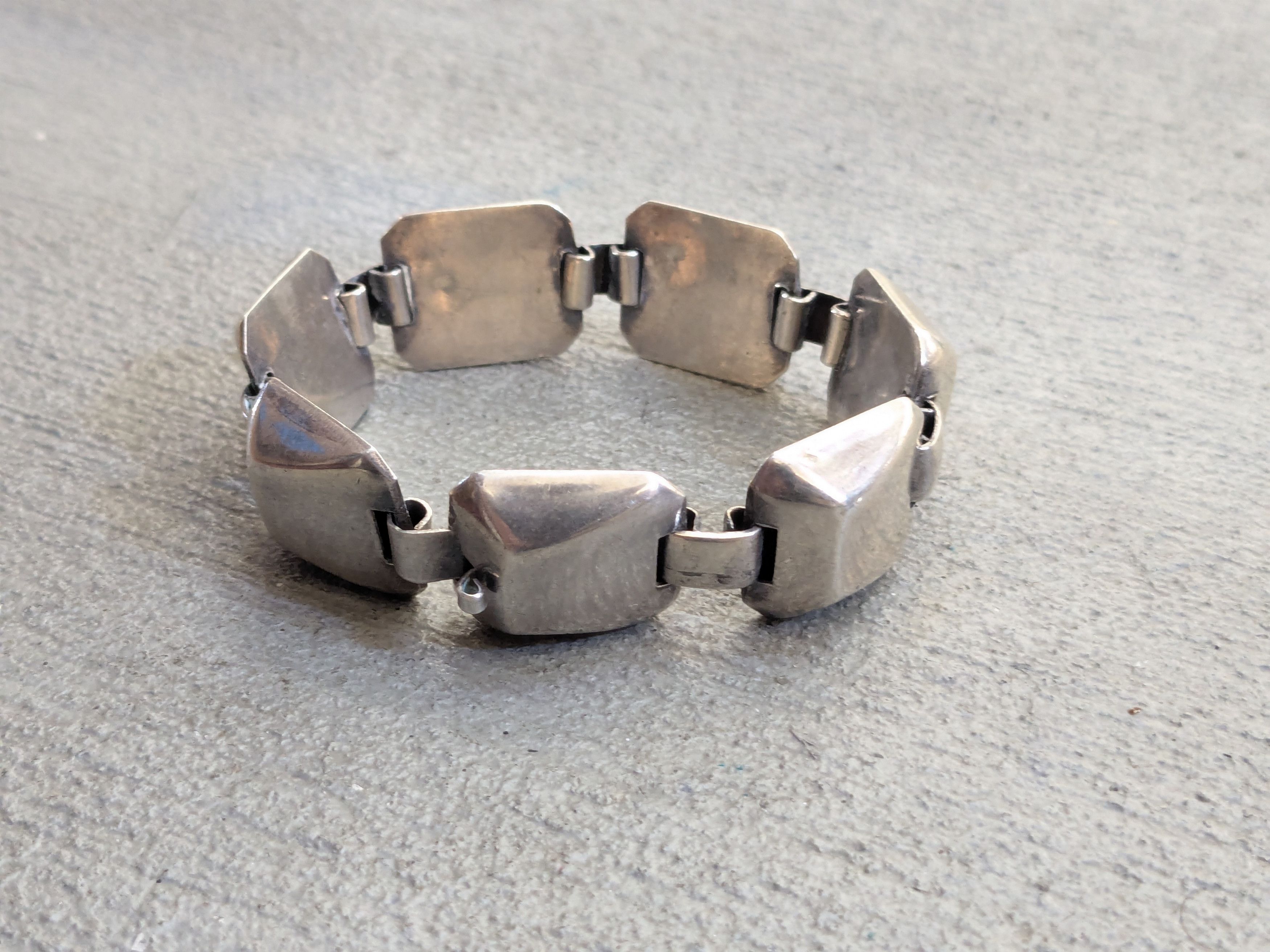Sterling Silver Vintage Sterling Silver Bracelet Square Modern Abstract Size ONE SIZE - 6 Thumbnail