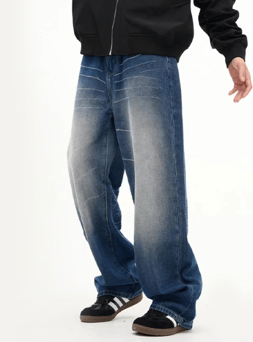 Japanese Brand × Jean American retro straight washed gradient jeans y2k Size US 34 / EU 50 - 2 Thumbnail