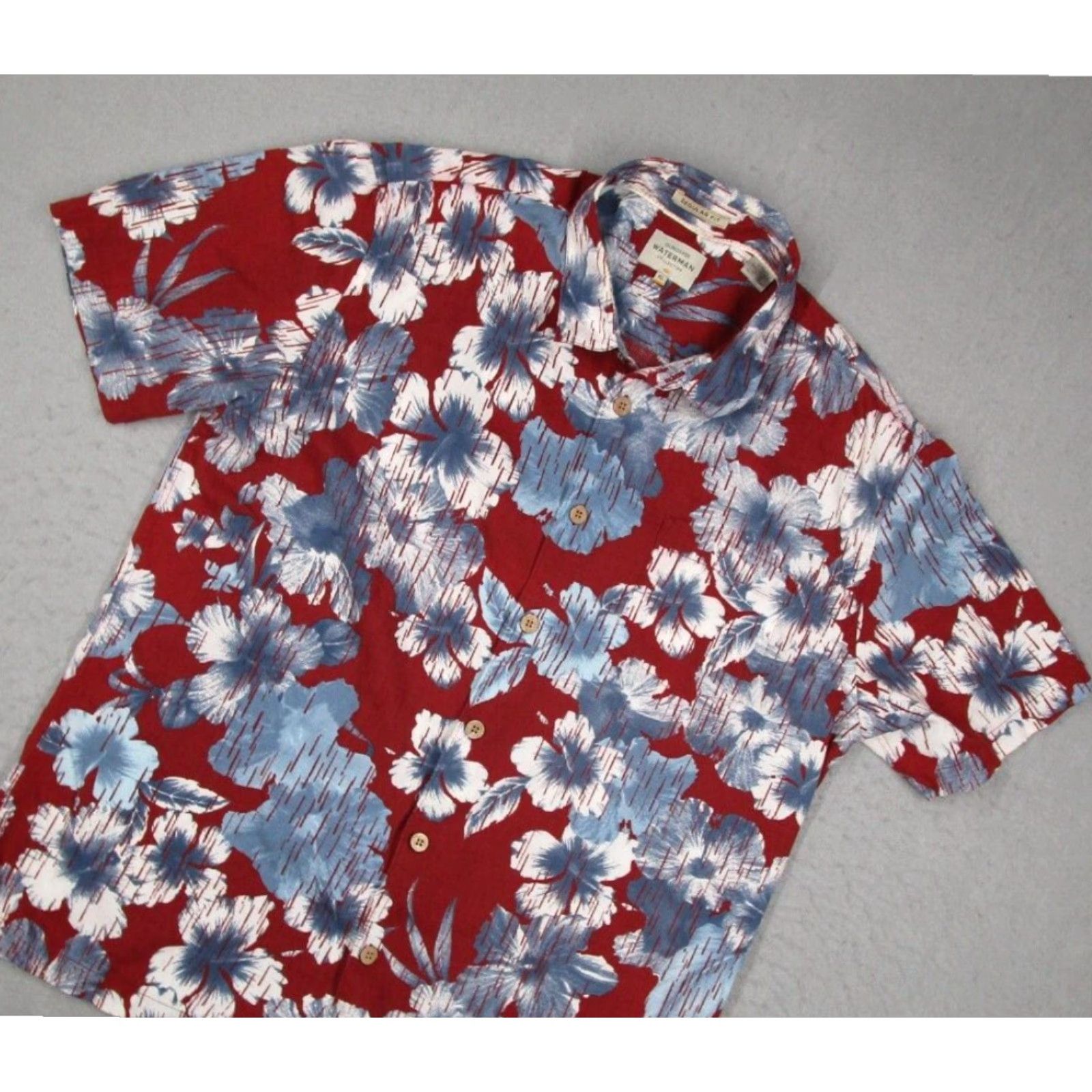 Quiksilver Quiksilver Waterman Shirt Men's XL Red Floral Short Sleeve Button Up Size US XL / EU 56 / 4 - 2 Thumbnail