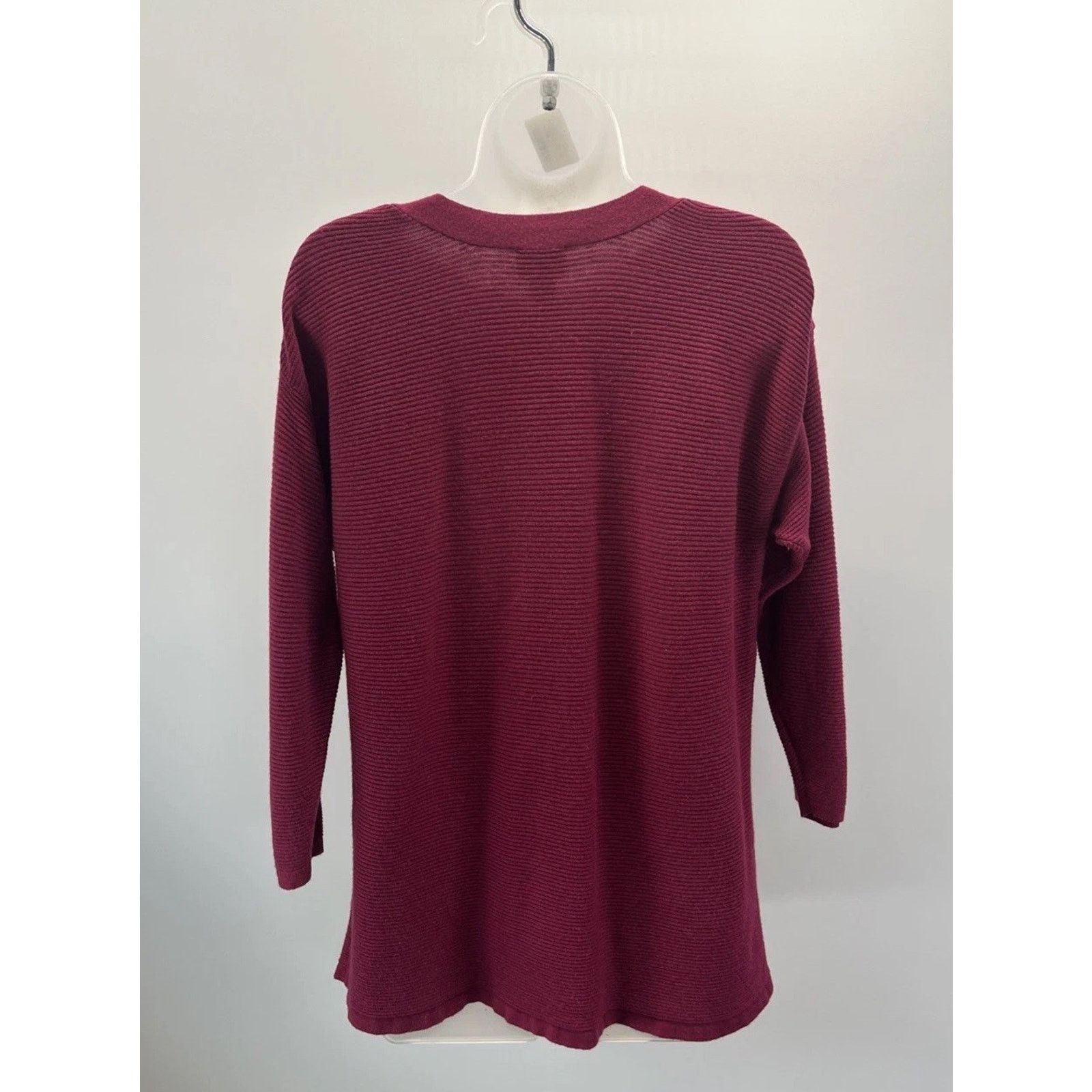Chicos Chicos Burgundy Wine Textured Stripe Top Blouse Sz 1 M Size M / US 6-8 / IT 42-44 - 4 Thumbnail
