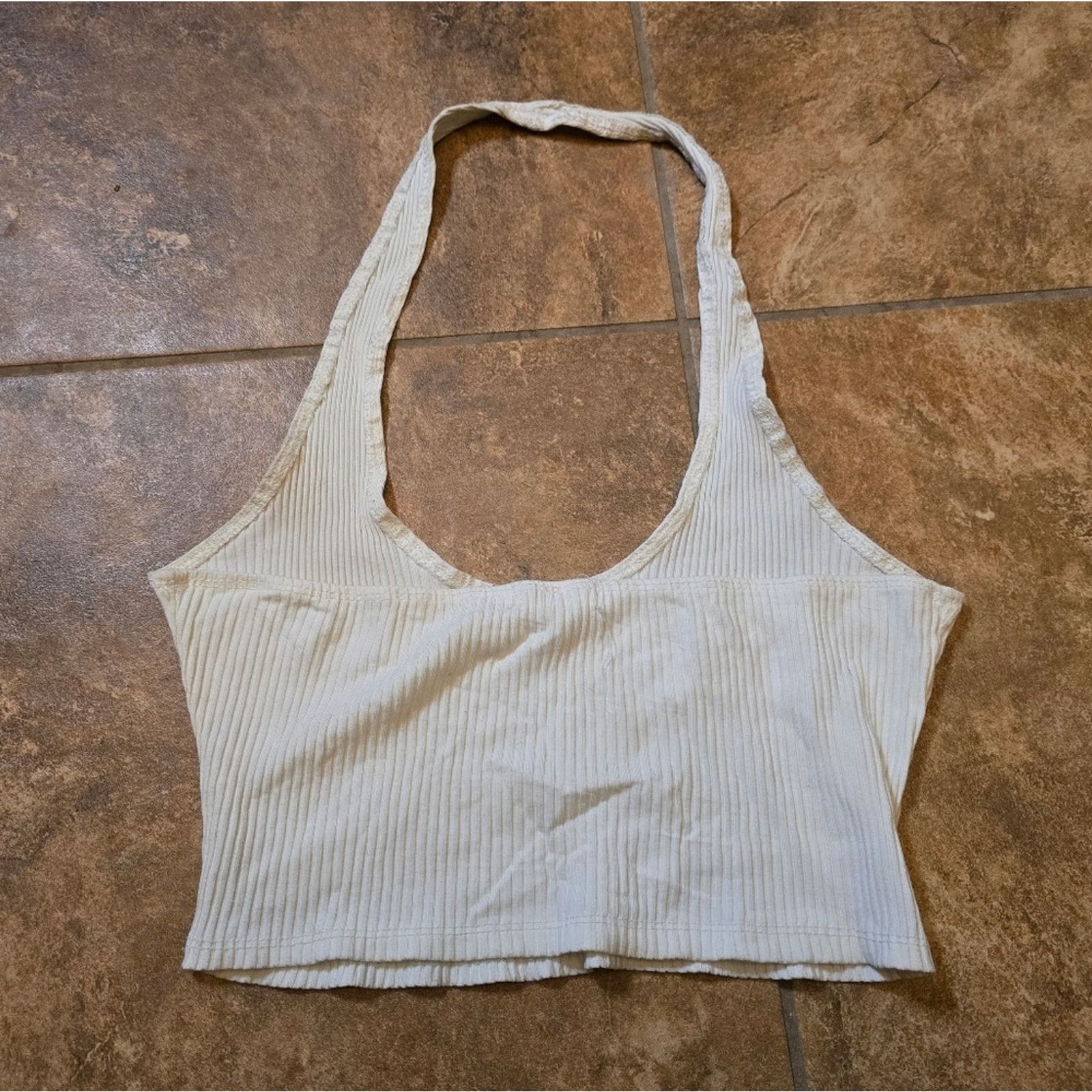 Other White Ribbed | H&H | Cropped Halter Size L / US 10 / IT 46 - 2 Thumbnail