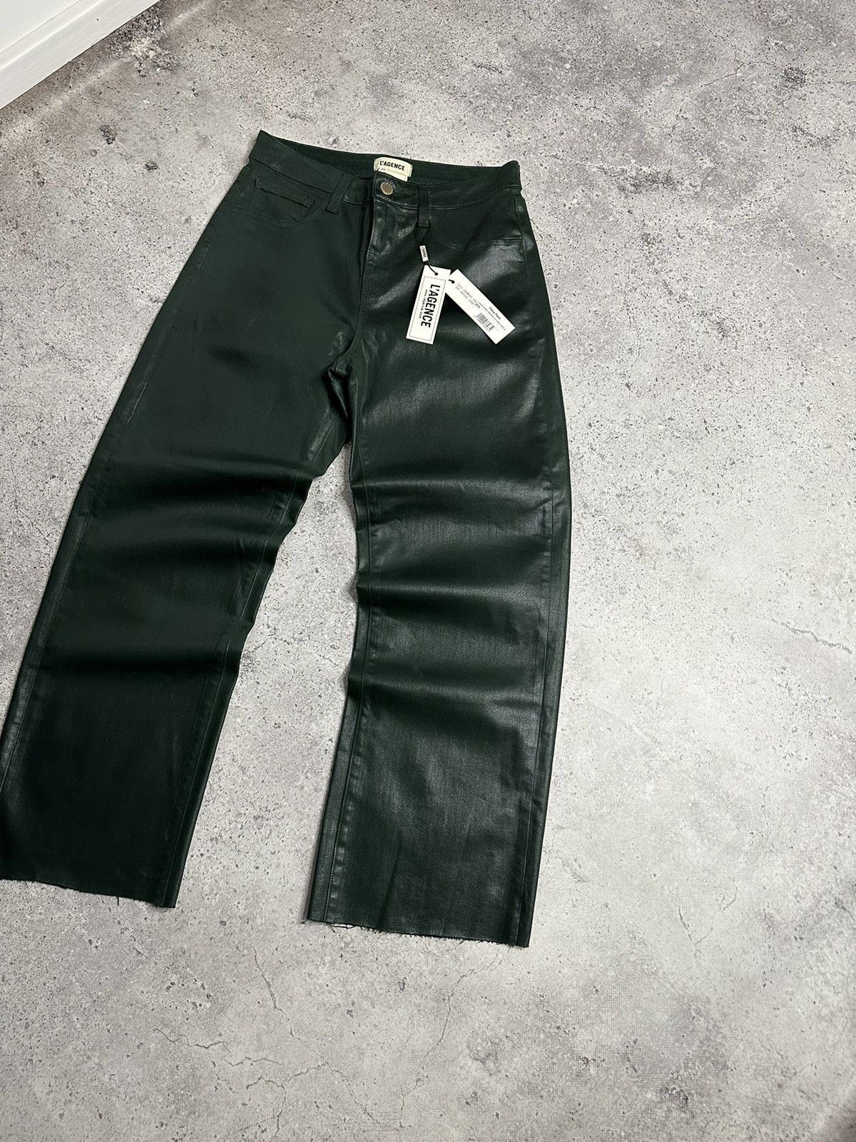 L'AGENCE RRP $320 L’agence Wanda Forest Coated Wide Leg Crop Pants Size 26" / US 2 / IT 38 - 3 Thumbnail