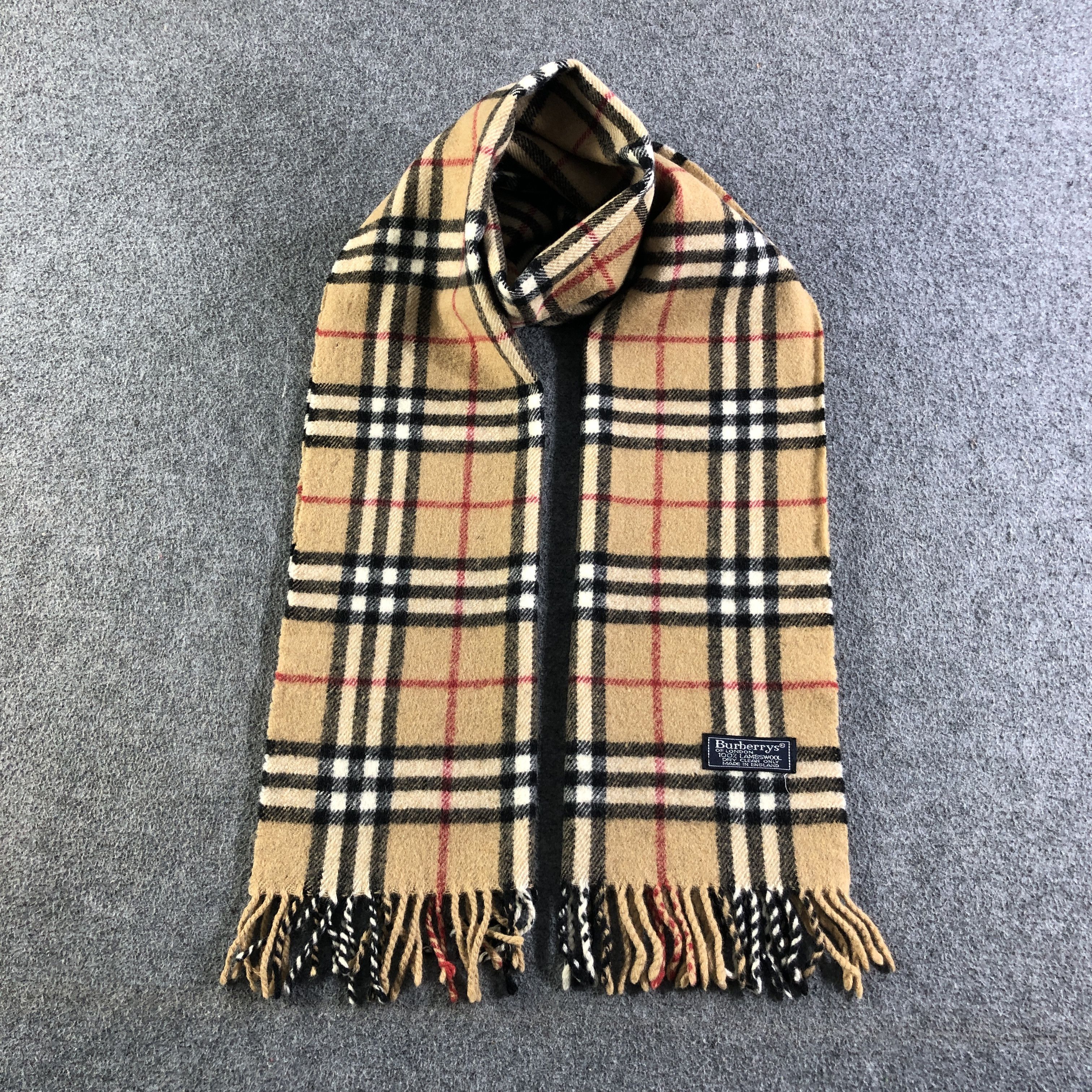 Burberry Burberry Nova Check Tan Wool Scarf Muffler V2637 Size ONE SIZE - 1 Thumbnail