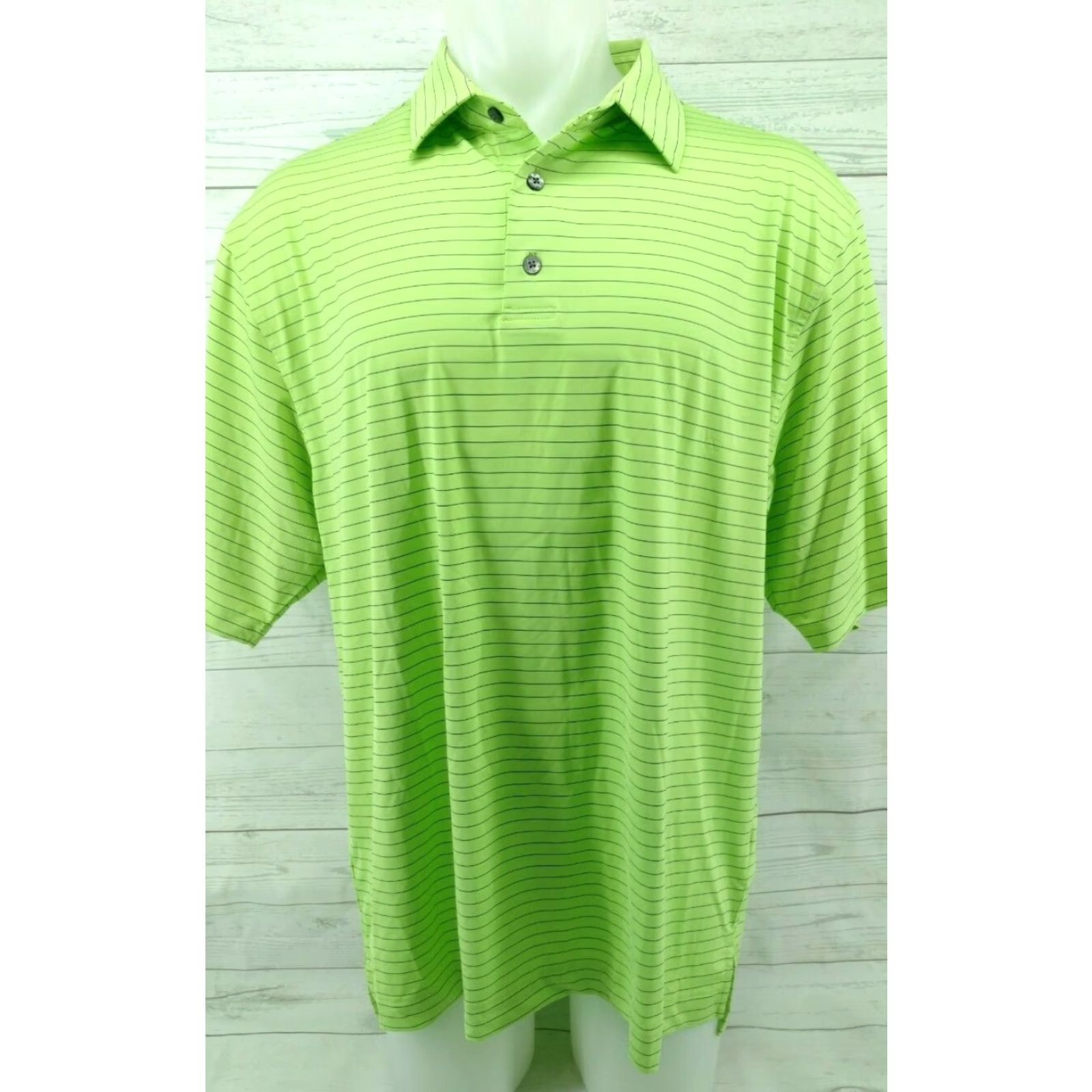 Footjoy FootJoy XL Men's Polo Shirt Golf Lime Green Striped Size US XL / EU 56 / 4 - 2 Thumbnail