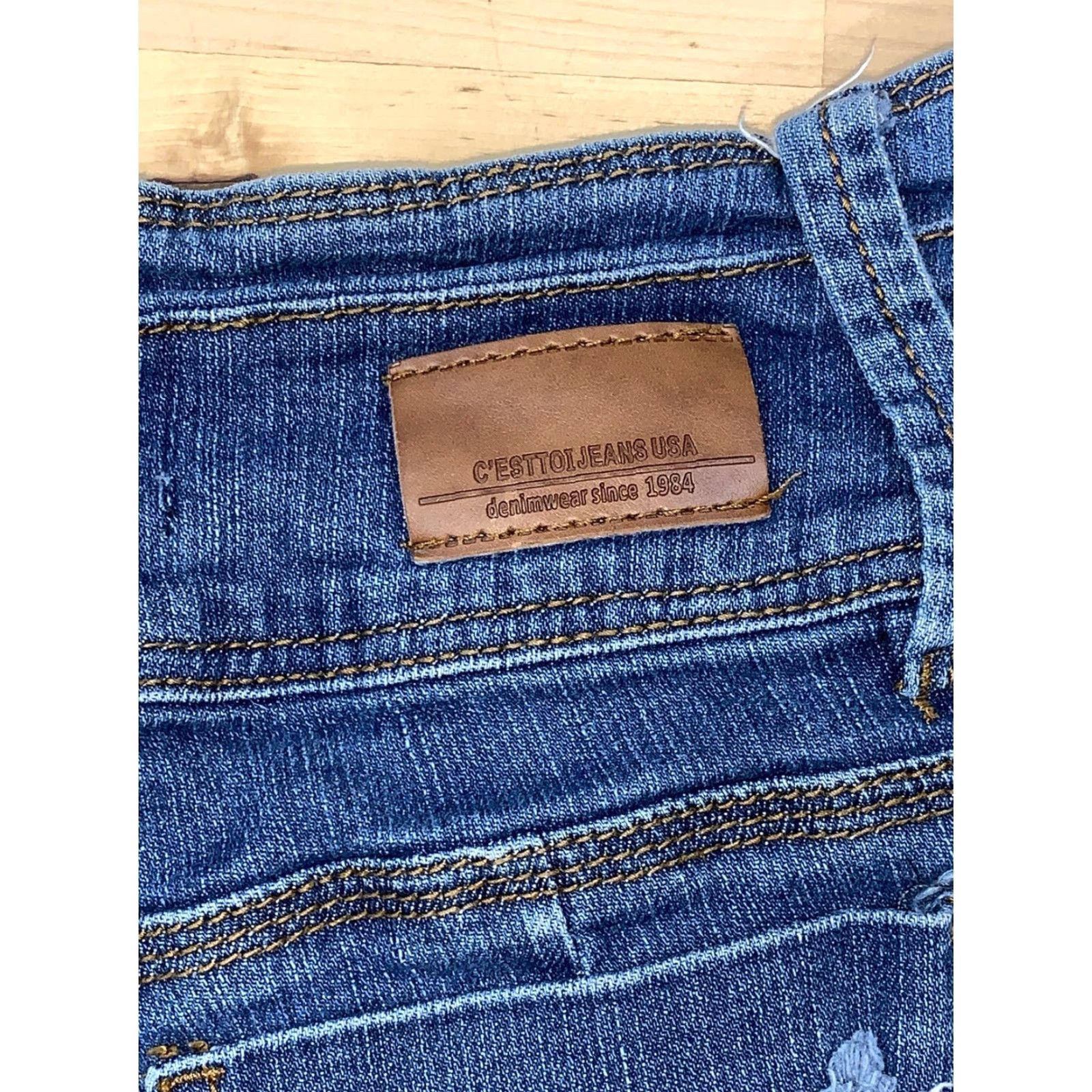 Denime C'est Toi Blue Denim Shorts Size M Casual Distress #3752 Size 32" / US 10 / IT 46 - 7 Thumbnail