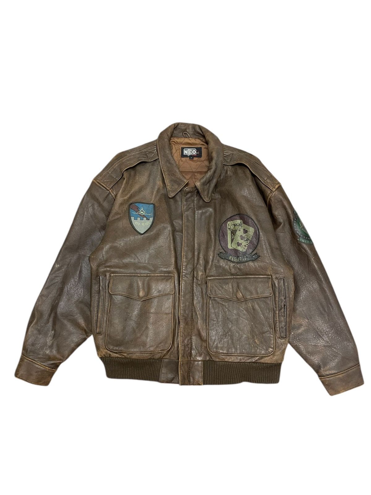 Leather Vintage Neo Blood Patches Leather Flight Jacket Size US M / EU 48-50 / 2 - 2 Thumbnail