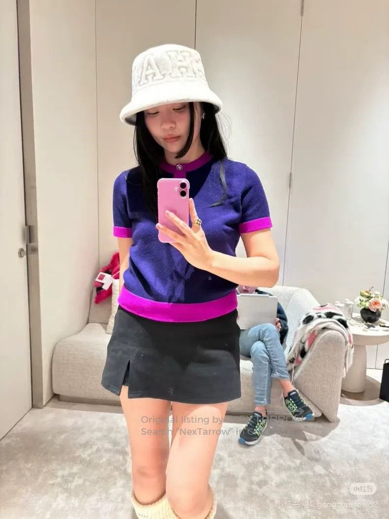 Chanel Chanel Cashmere colour-blocked knitted short sleeves Size XS / US 0-2 / IT 36-38 - 2 Thumbnail
