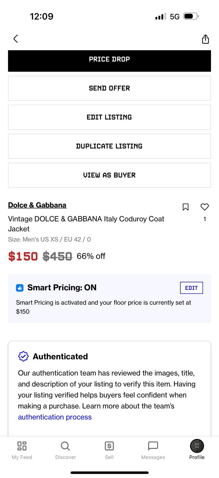 Dolce & Gabbana Vintage DOLCE & GABBANA Italy Coduroy Coat Jacket Size US XS / EU 42 / 0 - 15 Thumbnail
