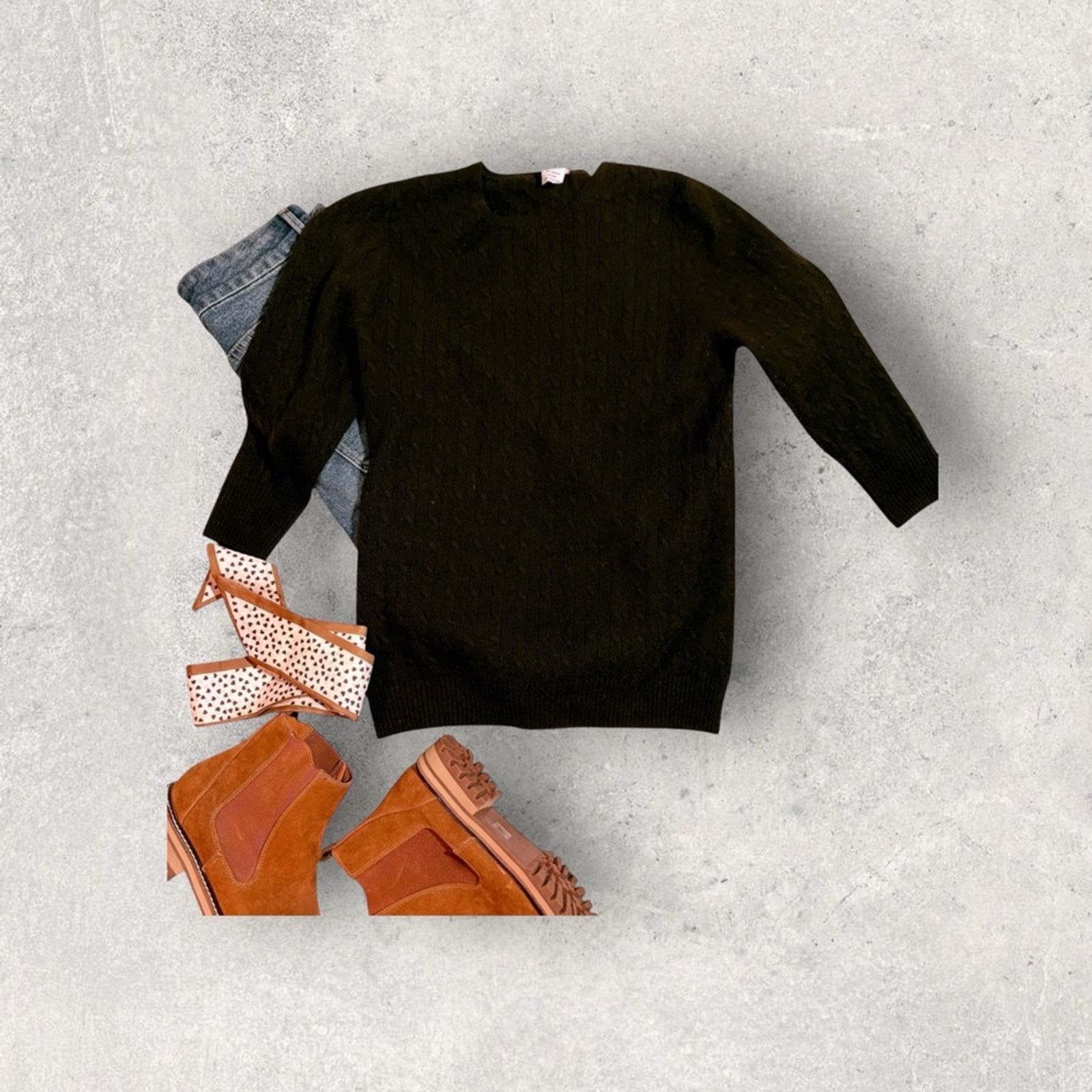 J.Crew J. Crew Classic Brown Cable Knit 3/4 sleeve Women's Sweater Size L / US 10 / IT 46 - 3 Thumbnail