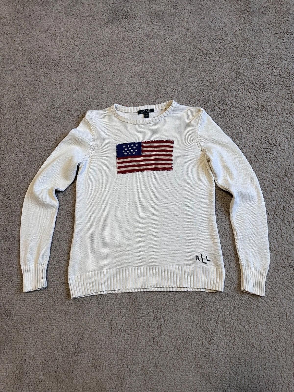 Polo Ralph Lauren Polo Ralph Lauren Womens White Jumper Sweater American Flag Size M / US 6-8 / IT 42-44 - 1 Thumbnail