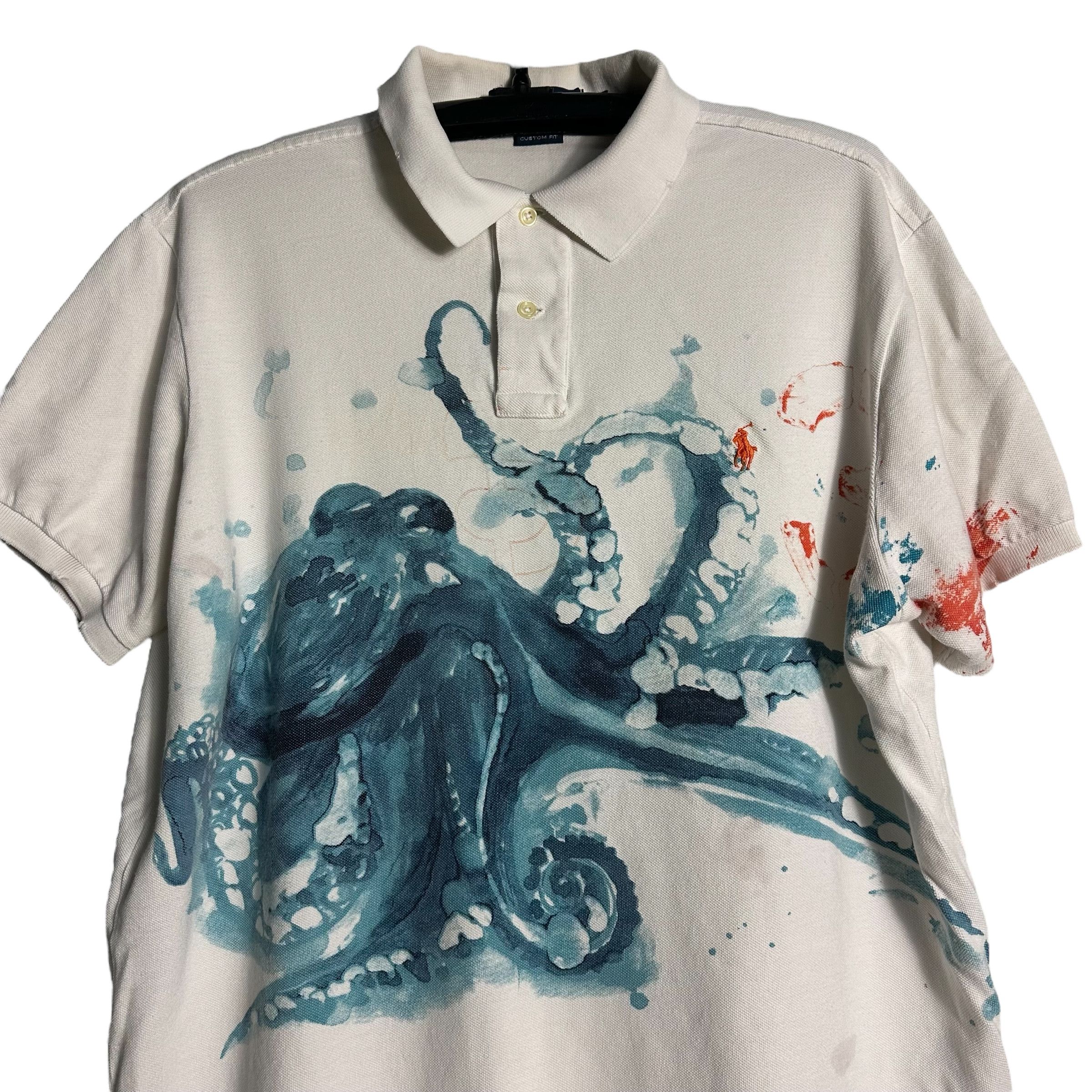 Polo Ralph Lauren 🔥RARE🔥Vintage Polo Ralph Lauren Octopus Art Paint Polo Size US XL / EU 56 / 4 - 2 Thumbnail