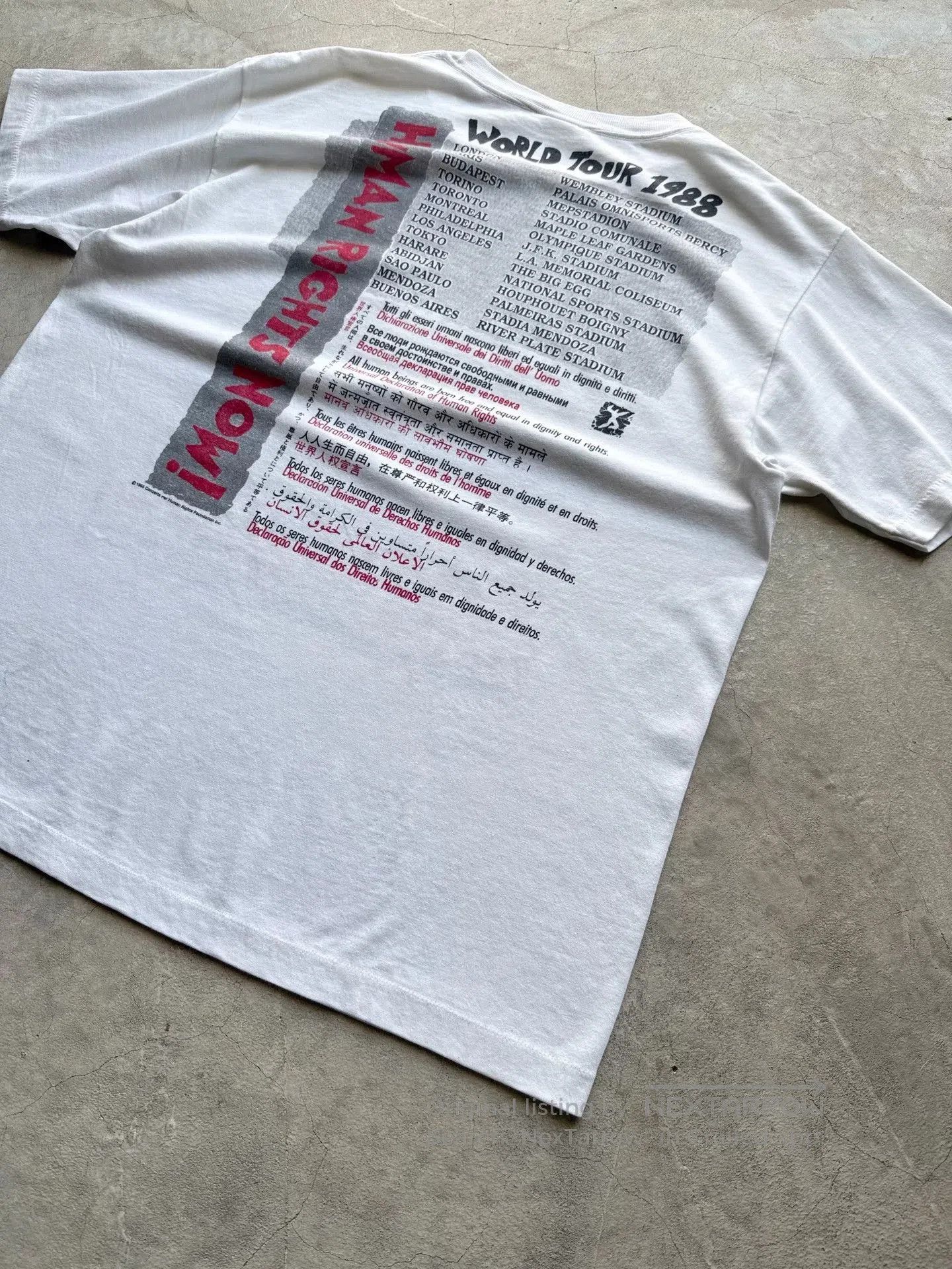 Vintage Vintage 80s Reebok Human Rights Now Tour Tee. Size US L / EU 52-54 / 3 - 6 Thumbnail